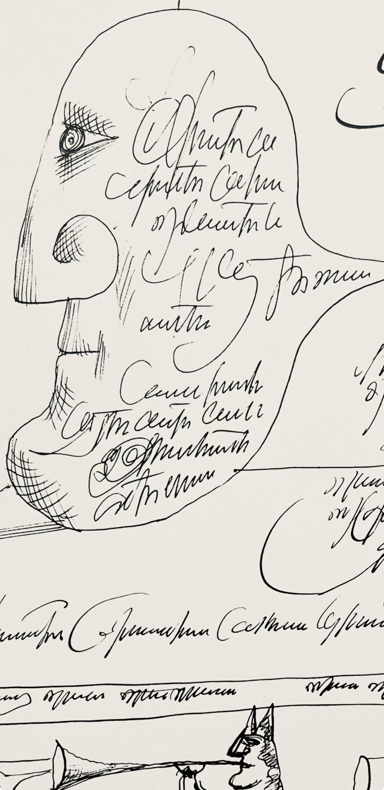 Saul Steinberg, Composition, Derrière le miroir, Limited Edition Lithograph