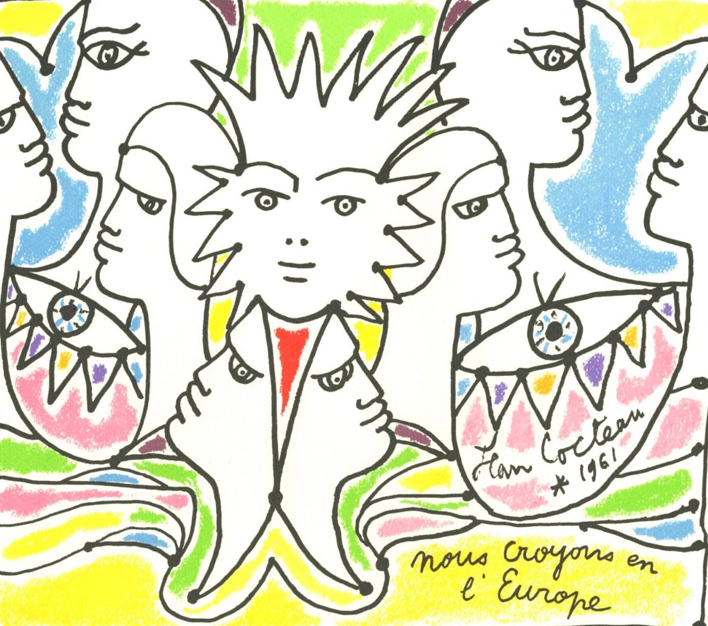 Jean Cocteau, Composition, Nous croyons en l'Europe, Limited Edition Silkscreen
