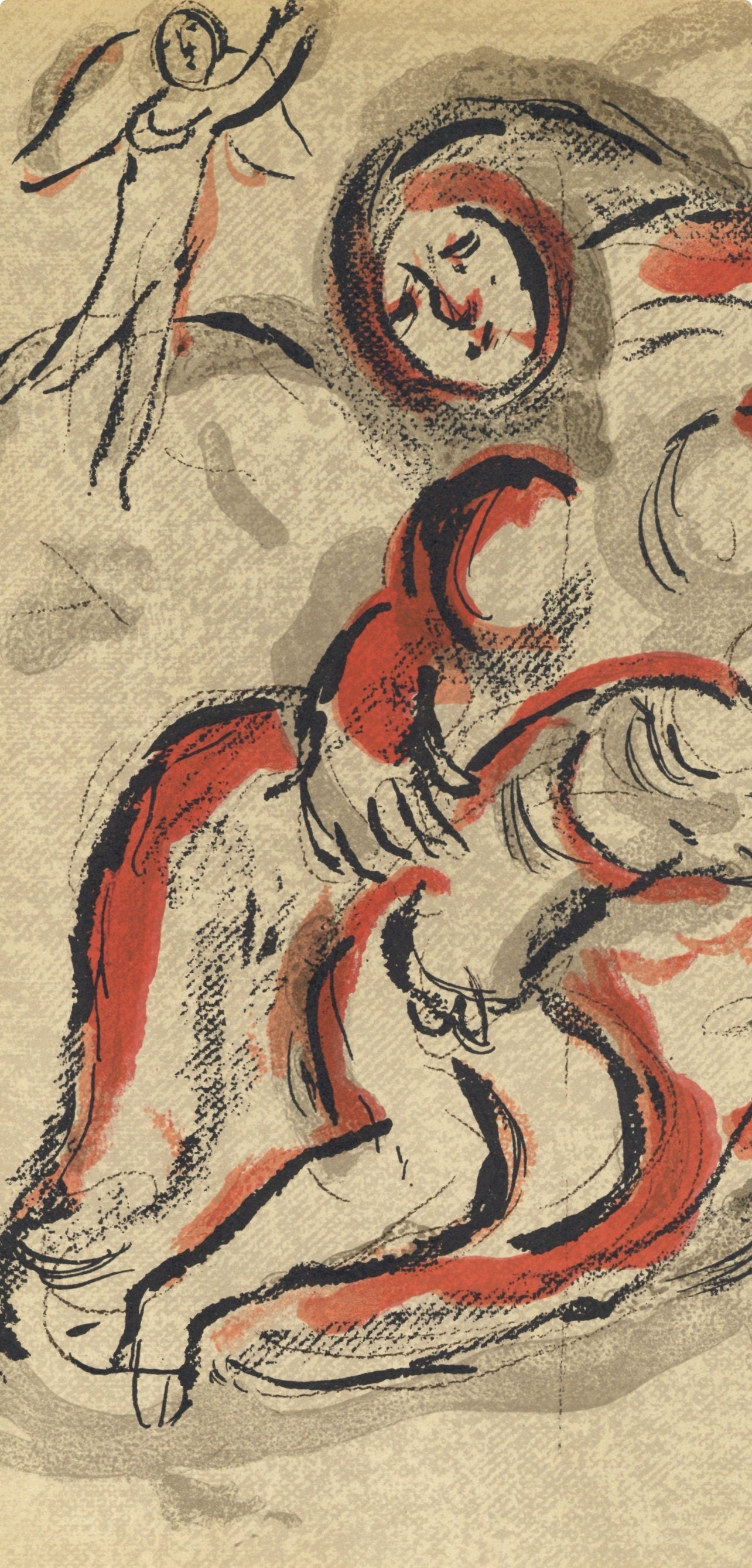 Marc Chagall, Hagar in the Desert (Mourlot 117-46; Cramer 25), Drawings from the Bible, Verve: Revue, Limited Edition Lithograph