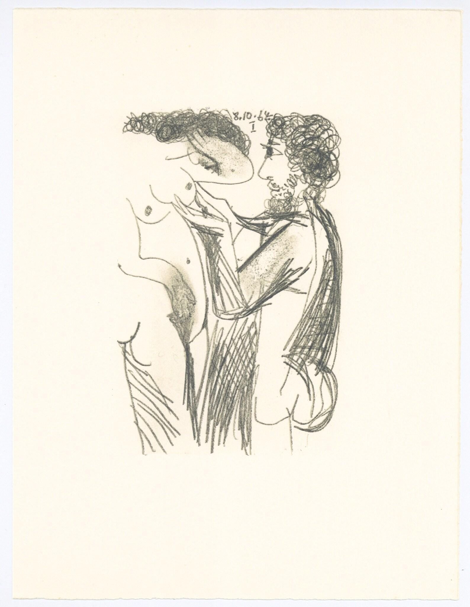Pablo Picasso, Composition, Le Goût du Bonheur (Cramer 148; Bloch 2013), Limited Edition Mixed Media Lithograph