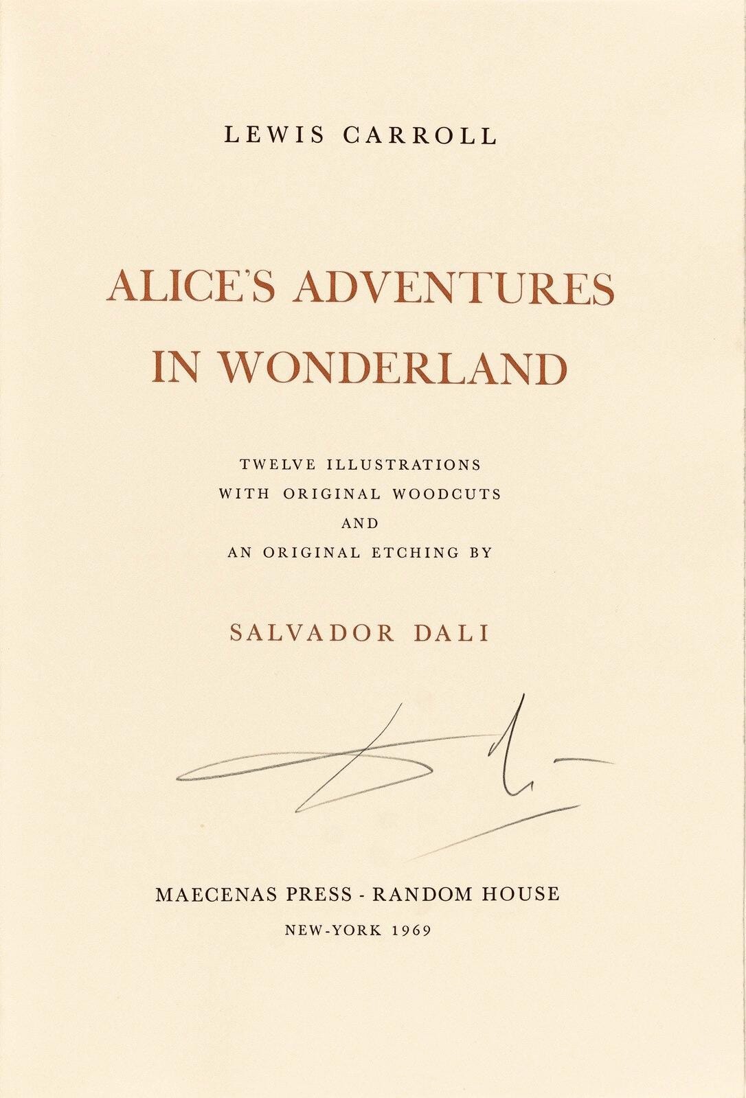 Salvador Dalí, Composition (Field 69-5, A-M), Alice's Adventures in Wonderland, Limited Edition Héliogravure