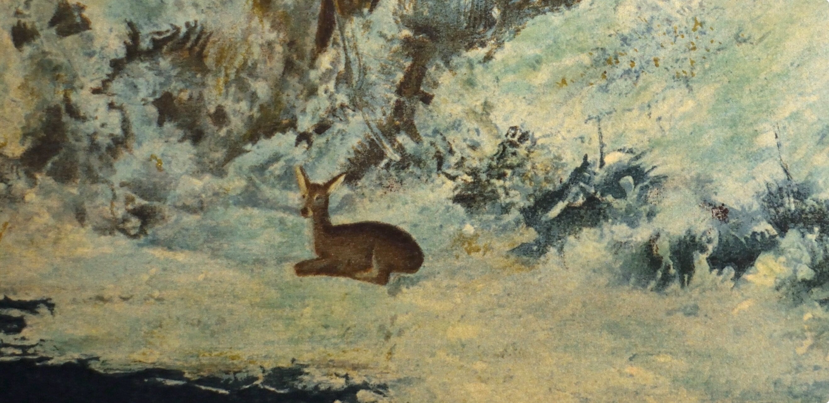 Gustave Courbet, Paysage de neige dans le jura, avec chevreuil, Les Réalistes Lyriques, Collection Pierre Lévy, Limited Edition Lithograph