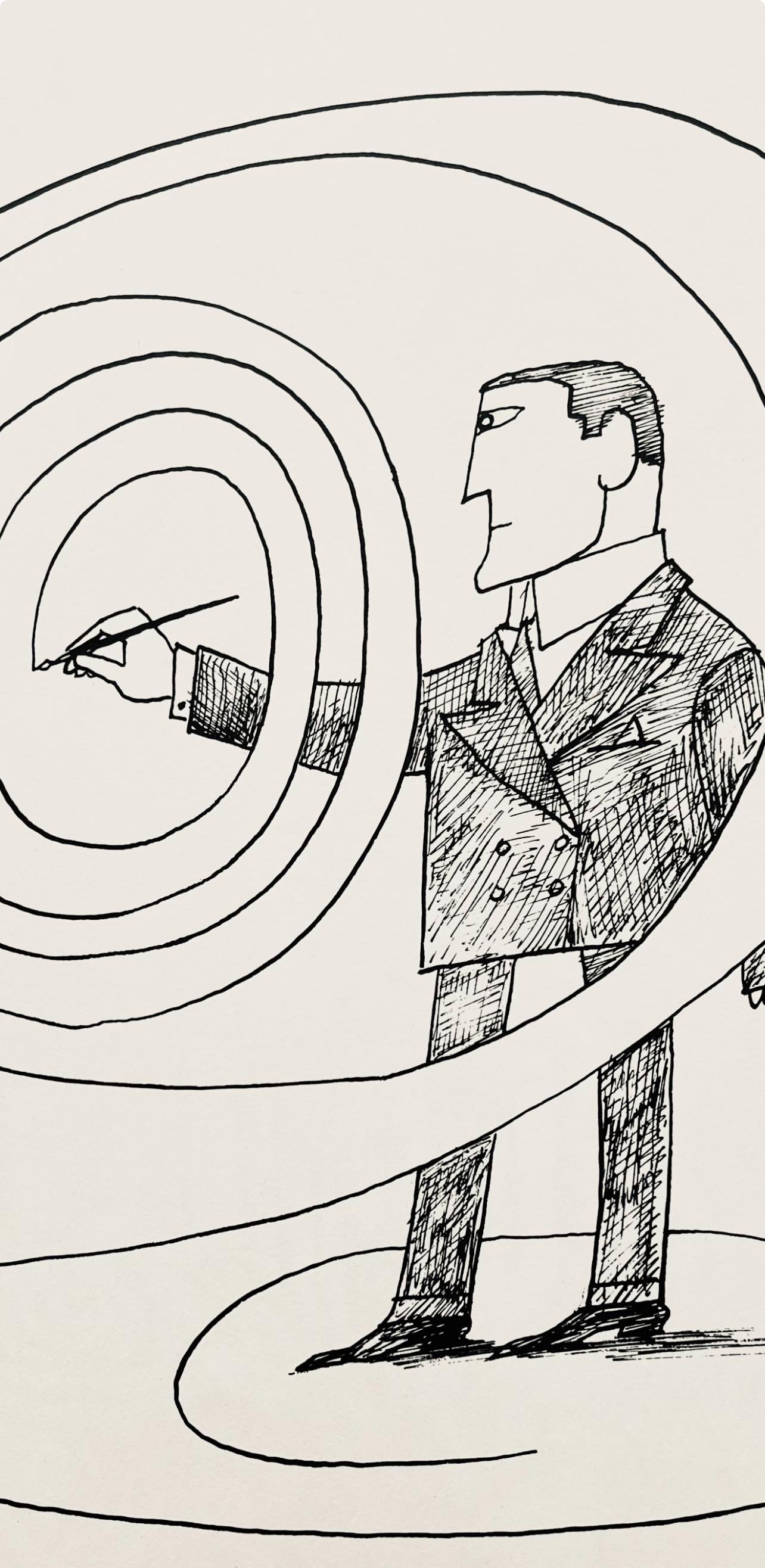Saul Steinberg, Composition, Derrière le miroir, Limited Edition Lithograph