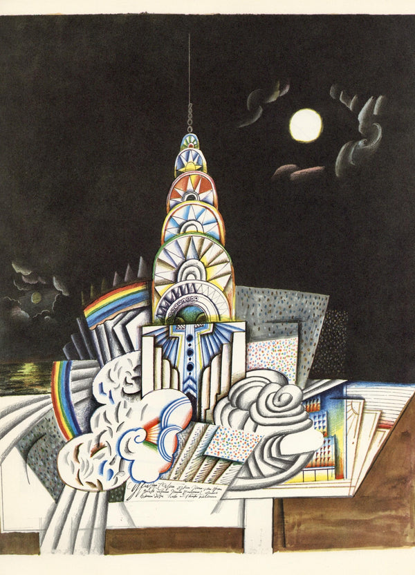 Saul Steinberg, Chrysler Building, New York City, Derrière le miroir, Limited Edition Lithograph