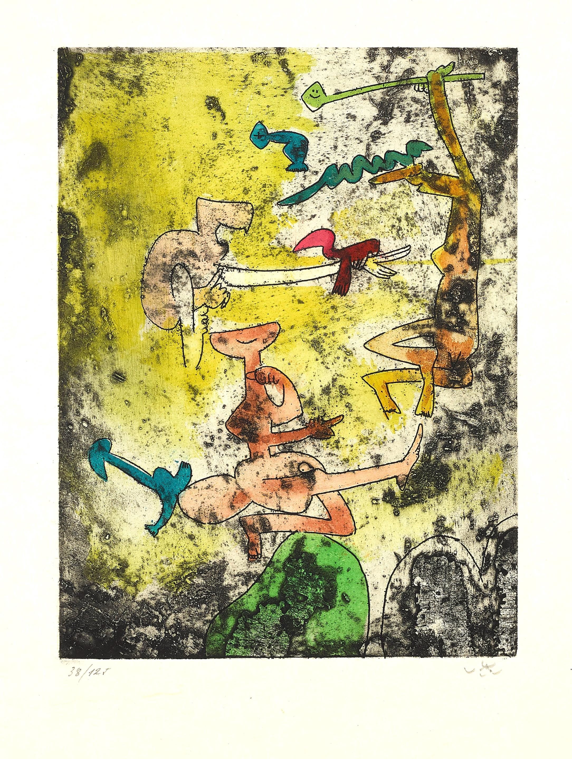Roberto Matta, Composition (Sabatier 393), Centre Noeuds, Limited Edition Etching