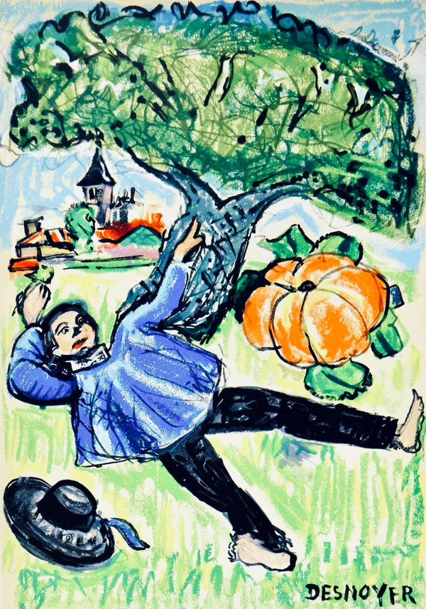 François Desnoyer, Le gland et la citrouille, Vingt fables de La fontaine, Limited Edition Woodcut