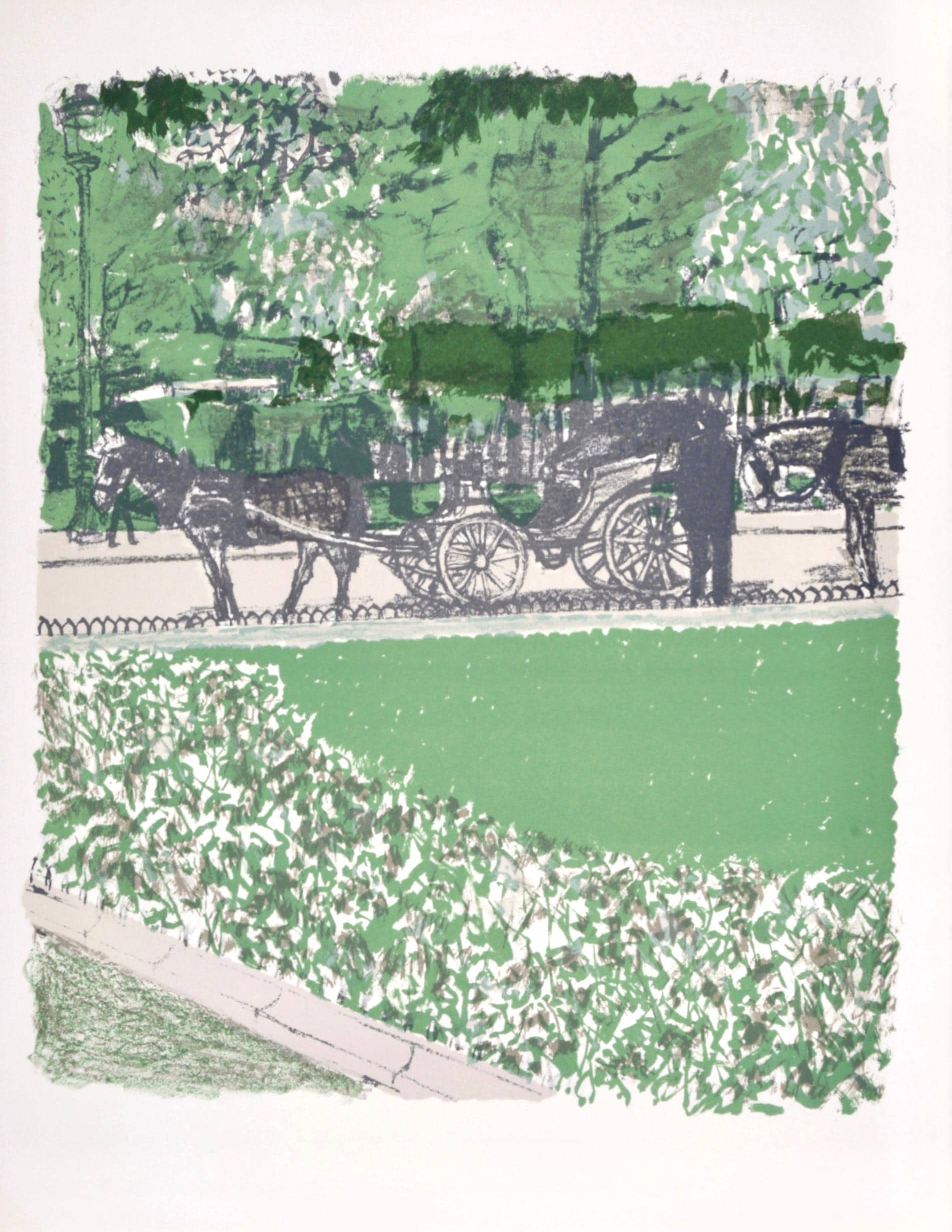 Maurice Brianchon, La Calèche dans le parc, Regards sur Paris, Limited Edition Lithograph