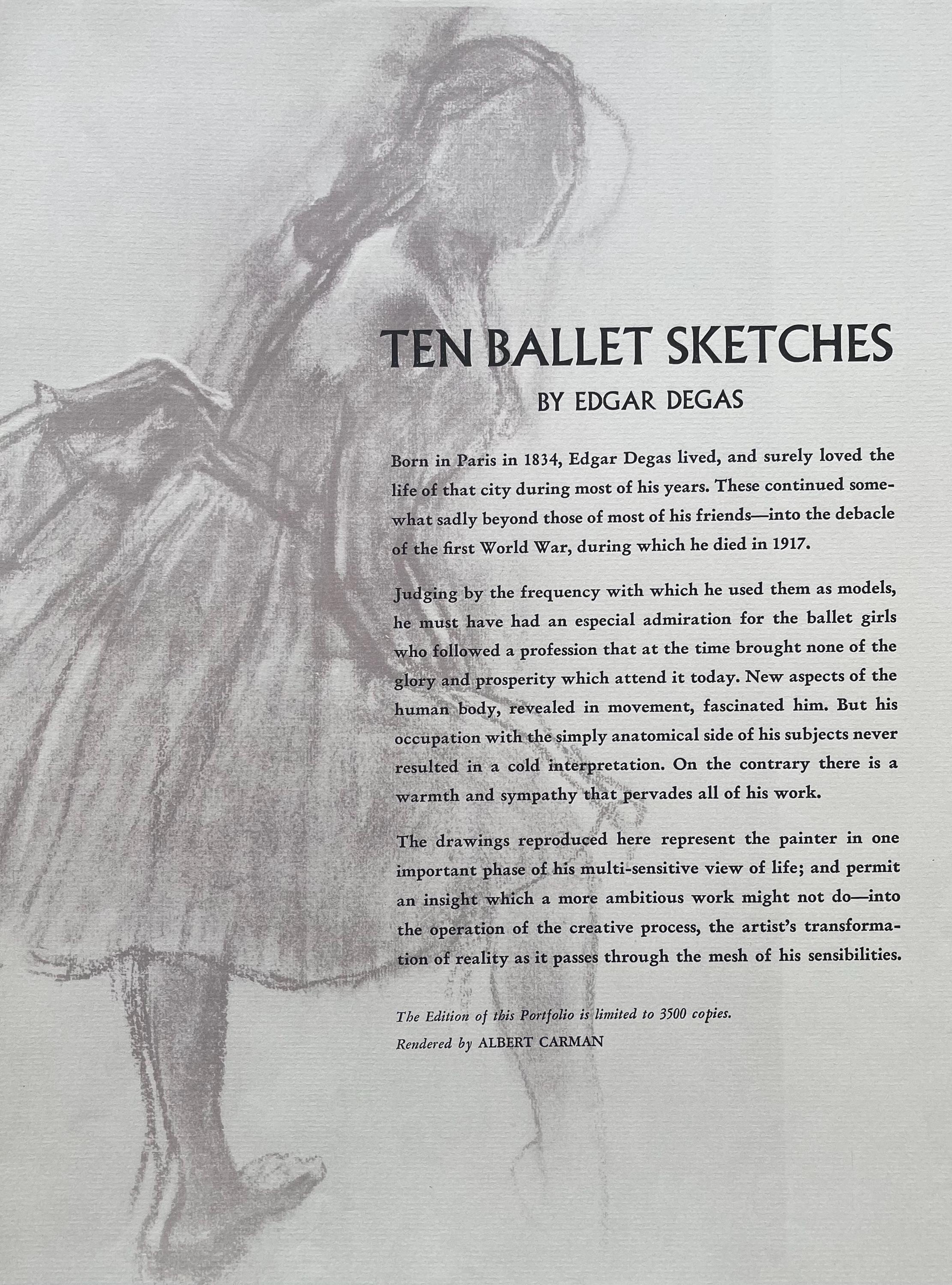 Edgar Degas, Seated dancer, removing her slipper, Ten Ballet Sketches, Limited Edition Lithograph