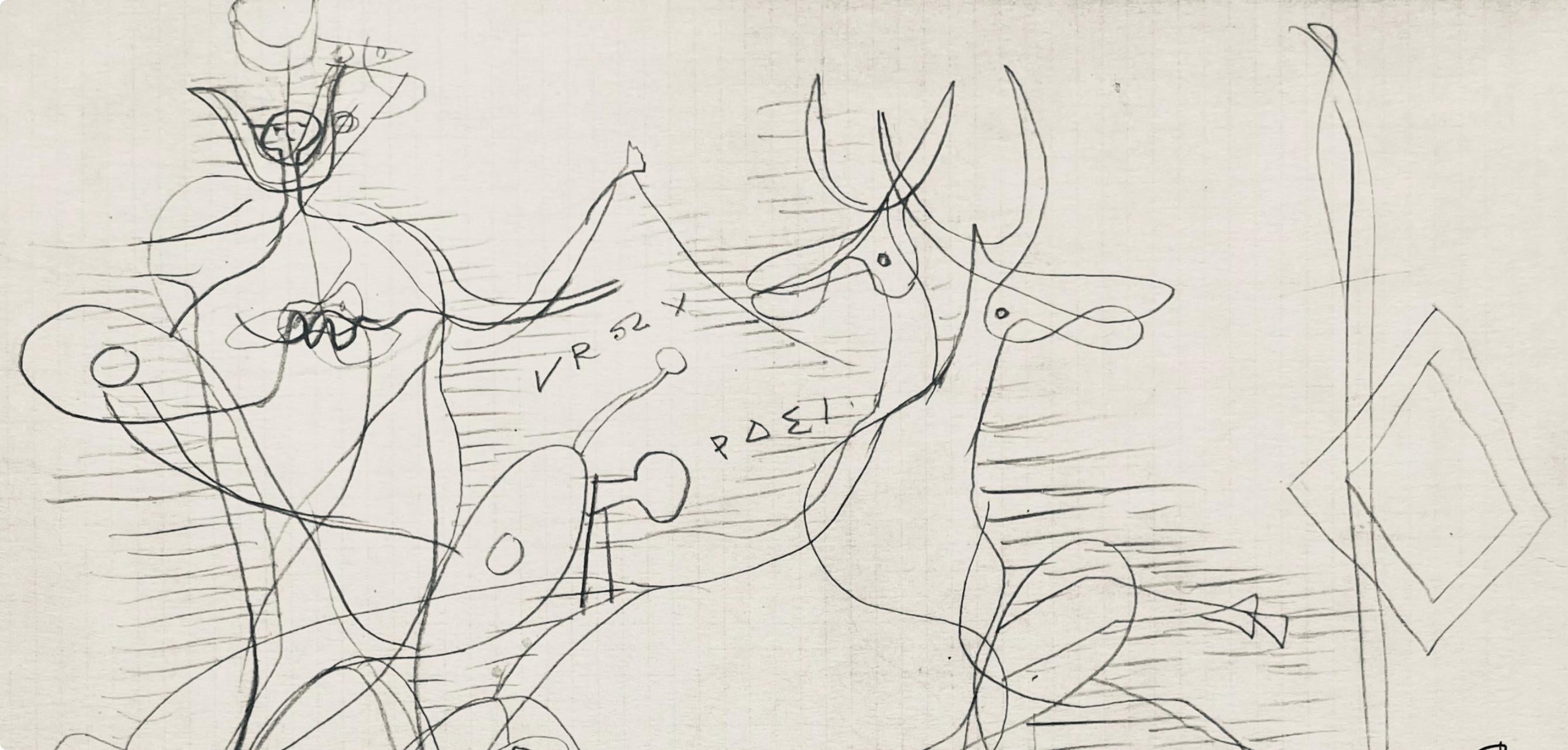 Georges Braque, Composition (Vallier 23), Hesiode, Théogonie, Derrière le miroir, Limited Edition Lithograph
