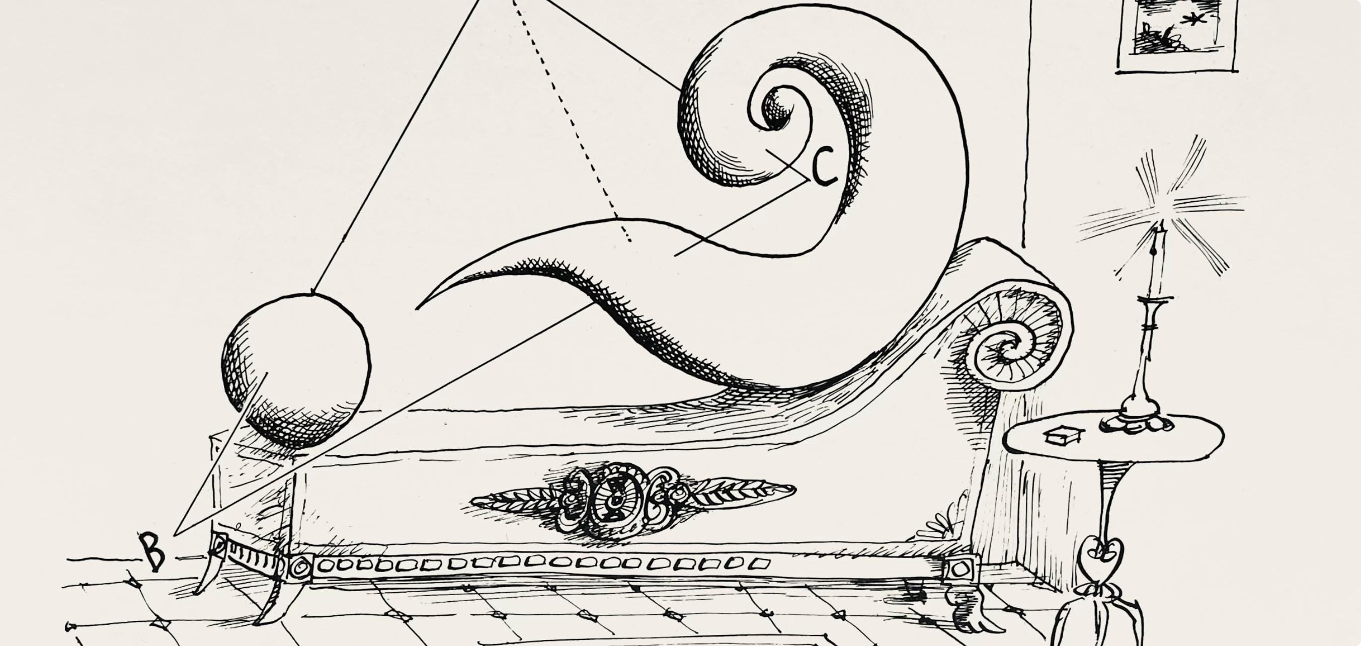 Saul Steinberg, Composition, Derrière le miroir, Limited Edition Lithograph