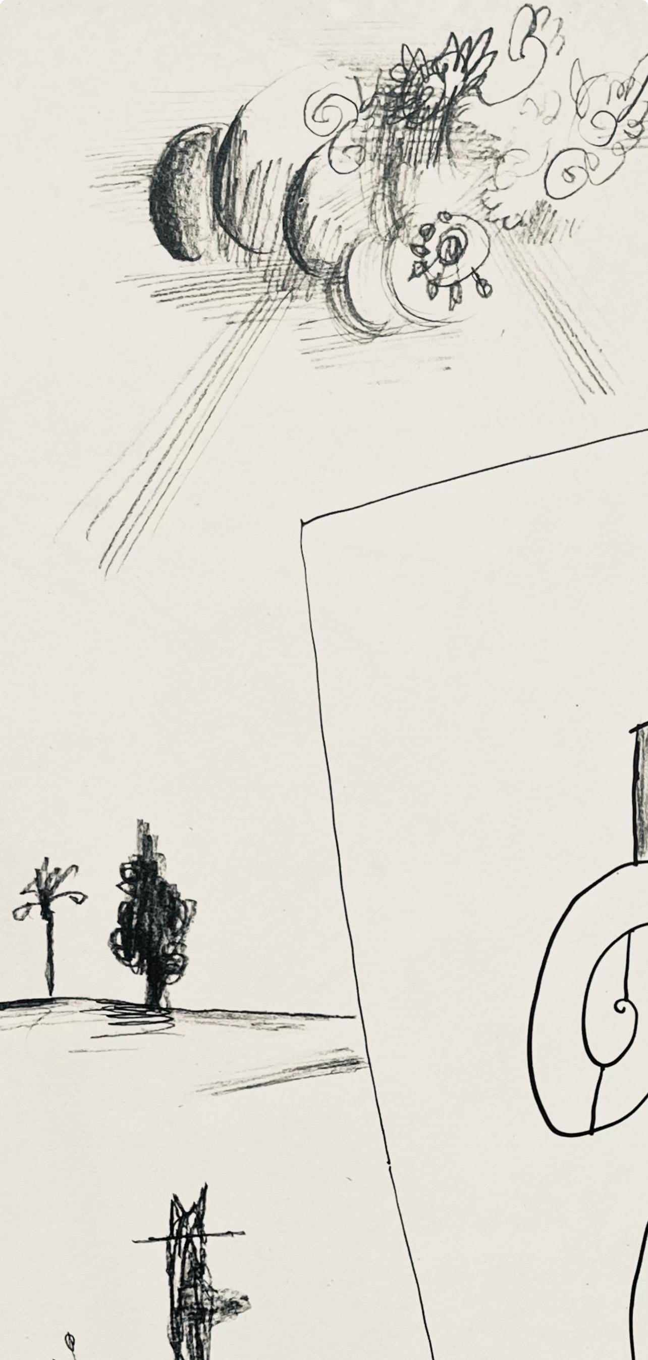 Saul Steinberg, Composition, Derrière le miroir, Limited Edition Lithograph
