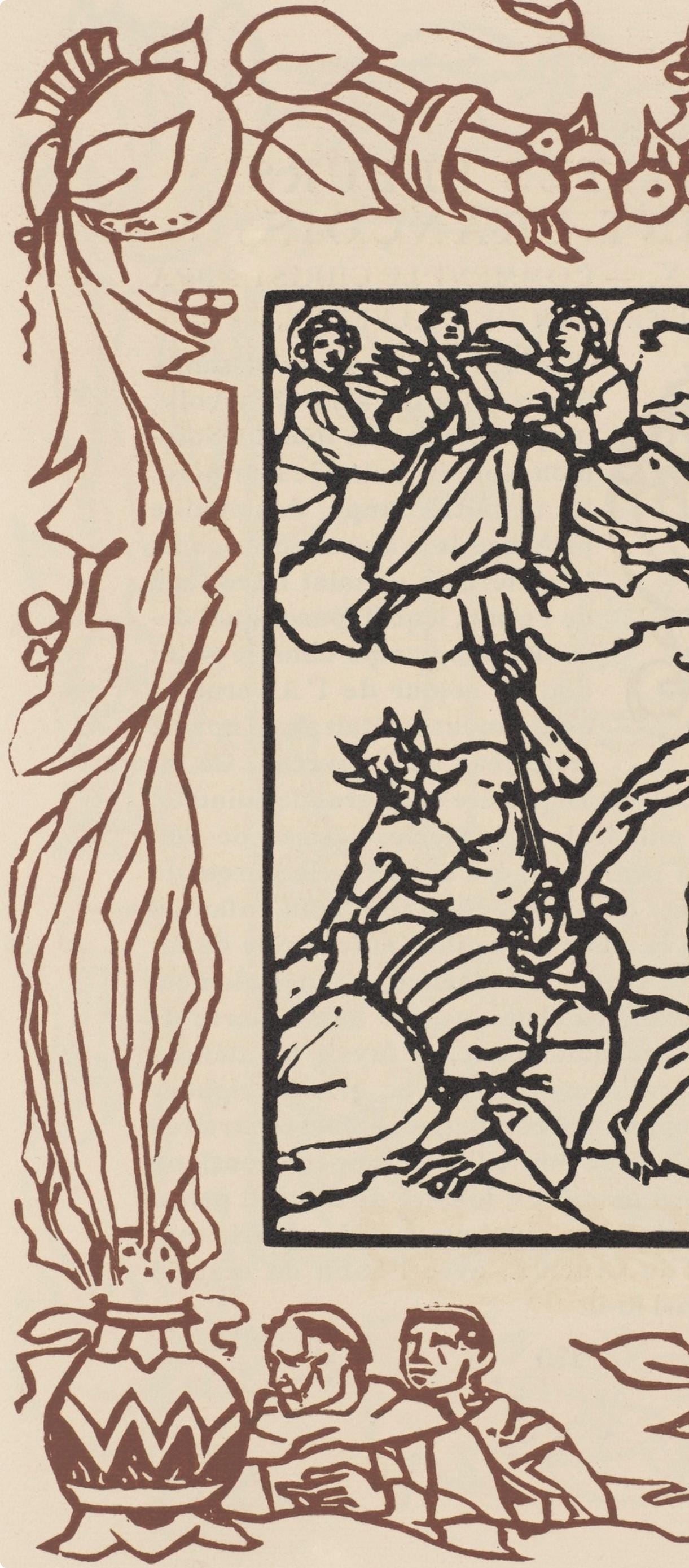 Émile Bernard, Composition (Morane, No. 100), Les Petites Fleurs de St. Françoise, Limited Edition Woodcut