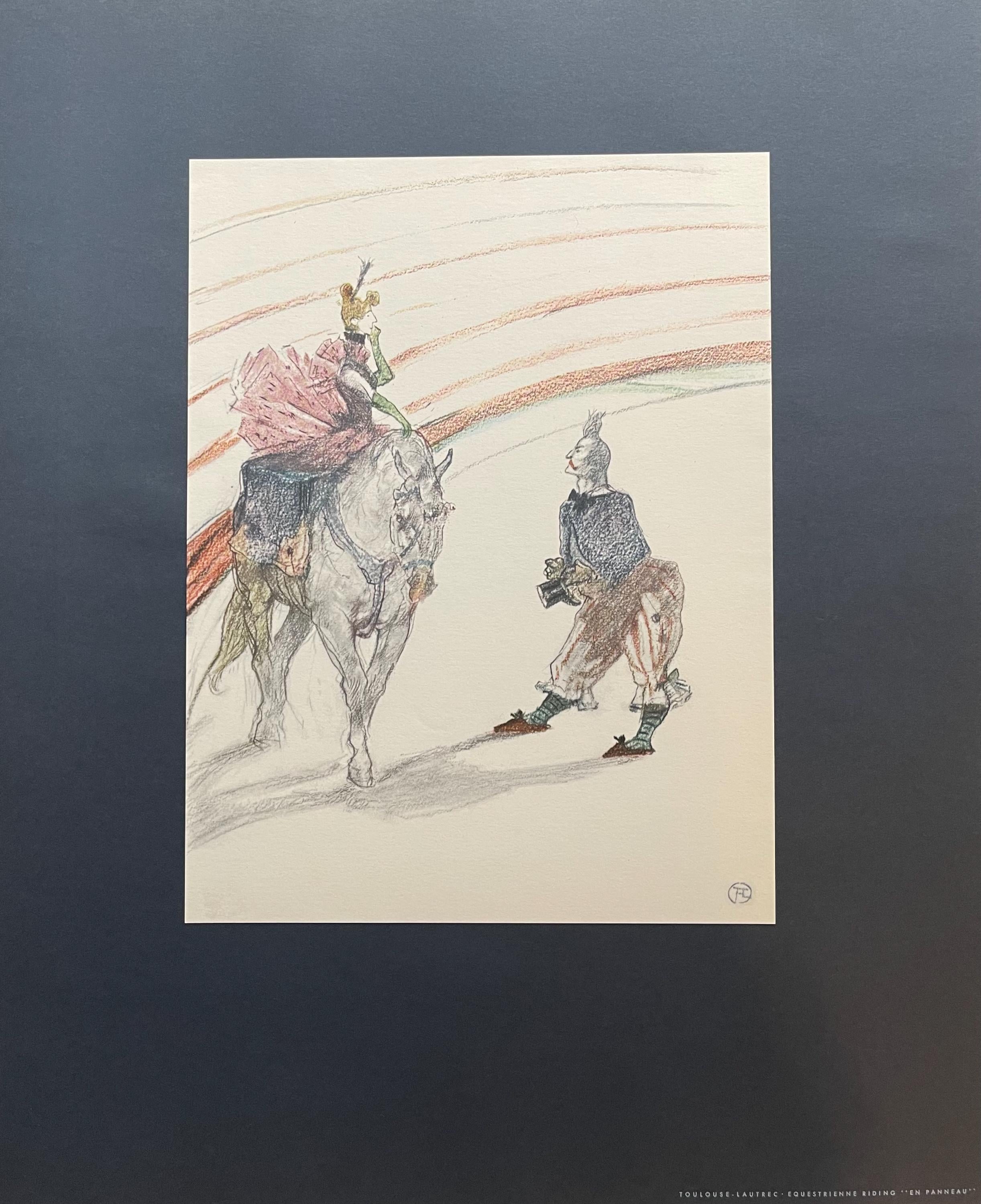 Henri de Toulouse-Lautrec, Equestrienne Riding "En Panneau", Henri de Toulouse-Lautrec, At the Circus, Limited Edition Lithograph