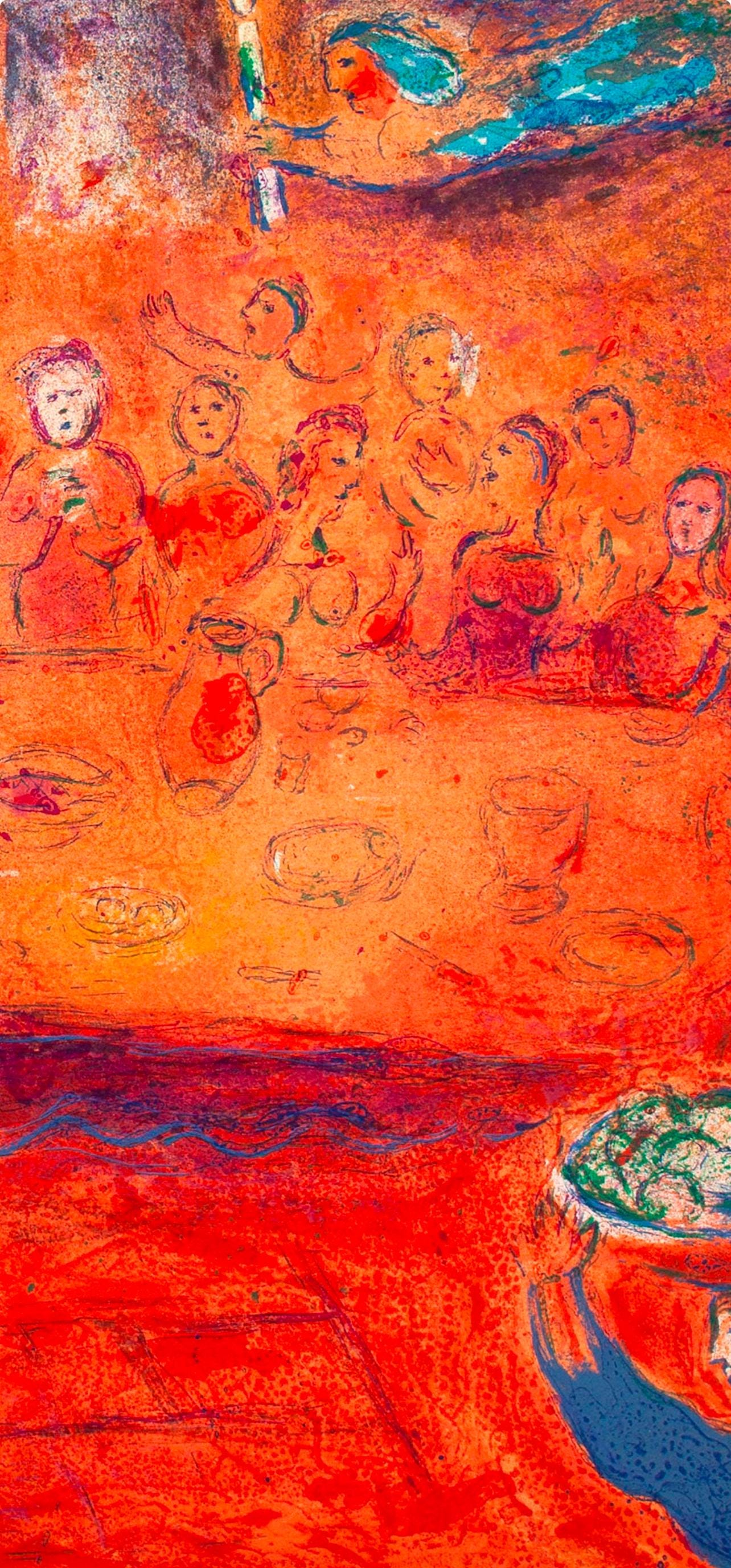 Marc Chagall, Mégaclès reconnait sa Fille pendant le Festin, Daphnis et Chloé, Limited Edition Héliogravure