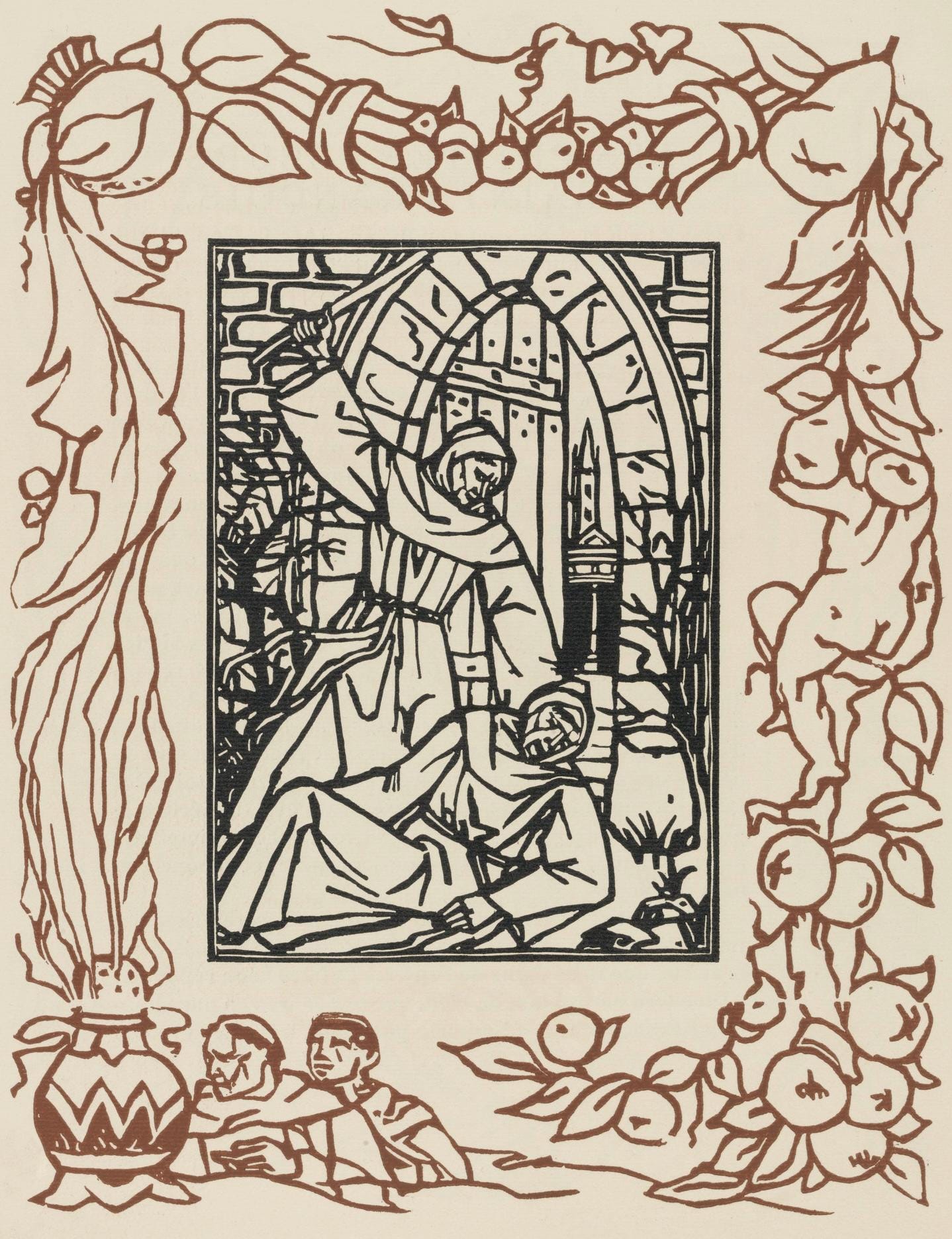 Émile Bernard, Composition (Morane, No. 100), Les Petites Fleurs de St. Françoise, Limited Edition Woodcut