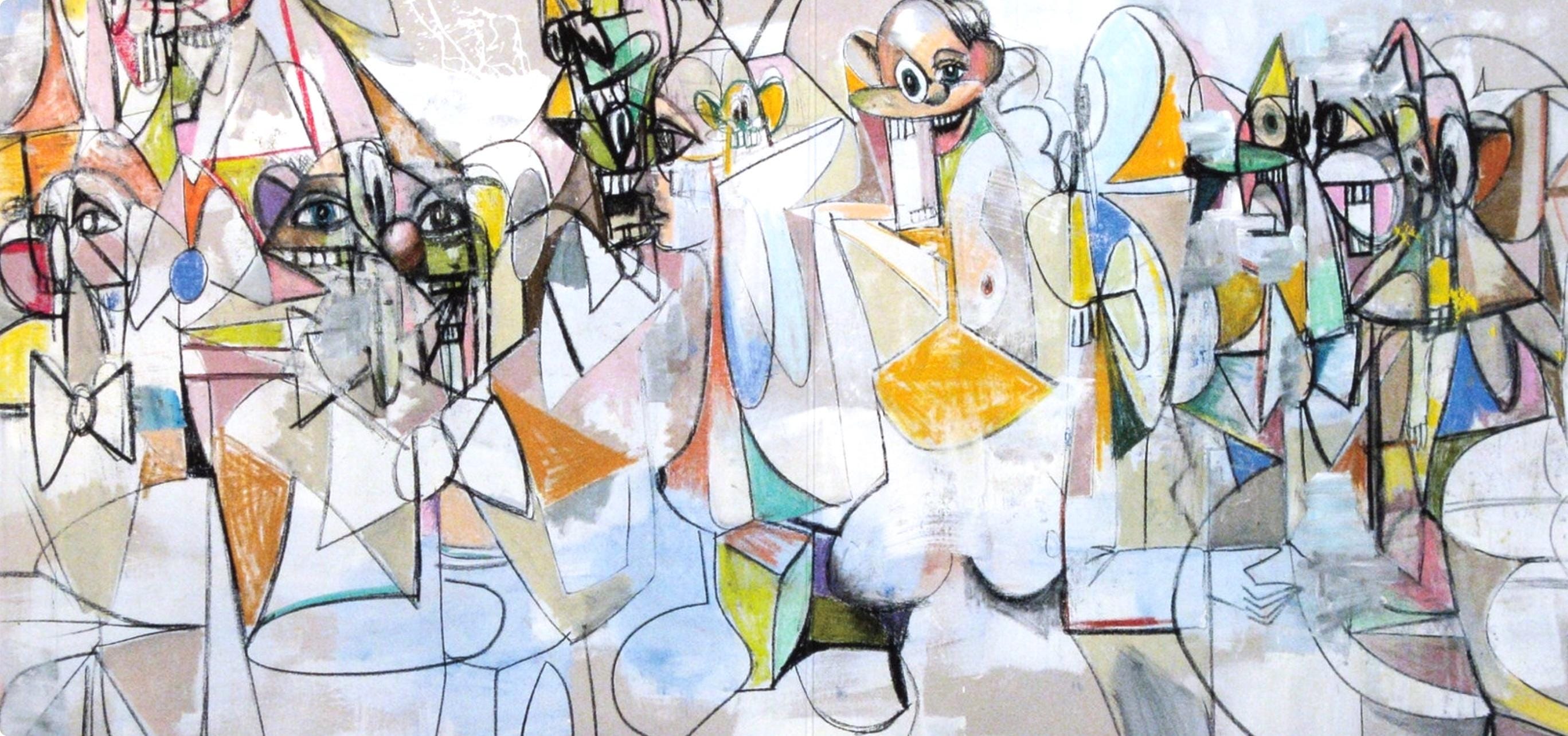 George Condo, Parallel Figures, Drawing Paintings, Limited Edition Four Color Process Print
