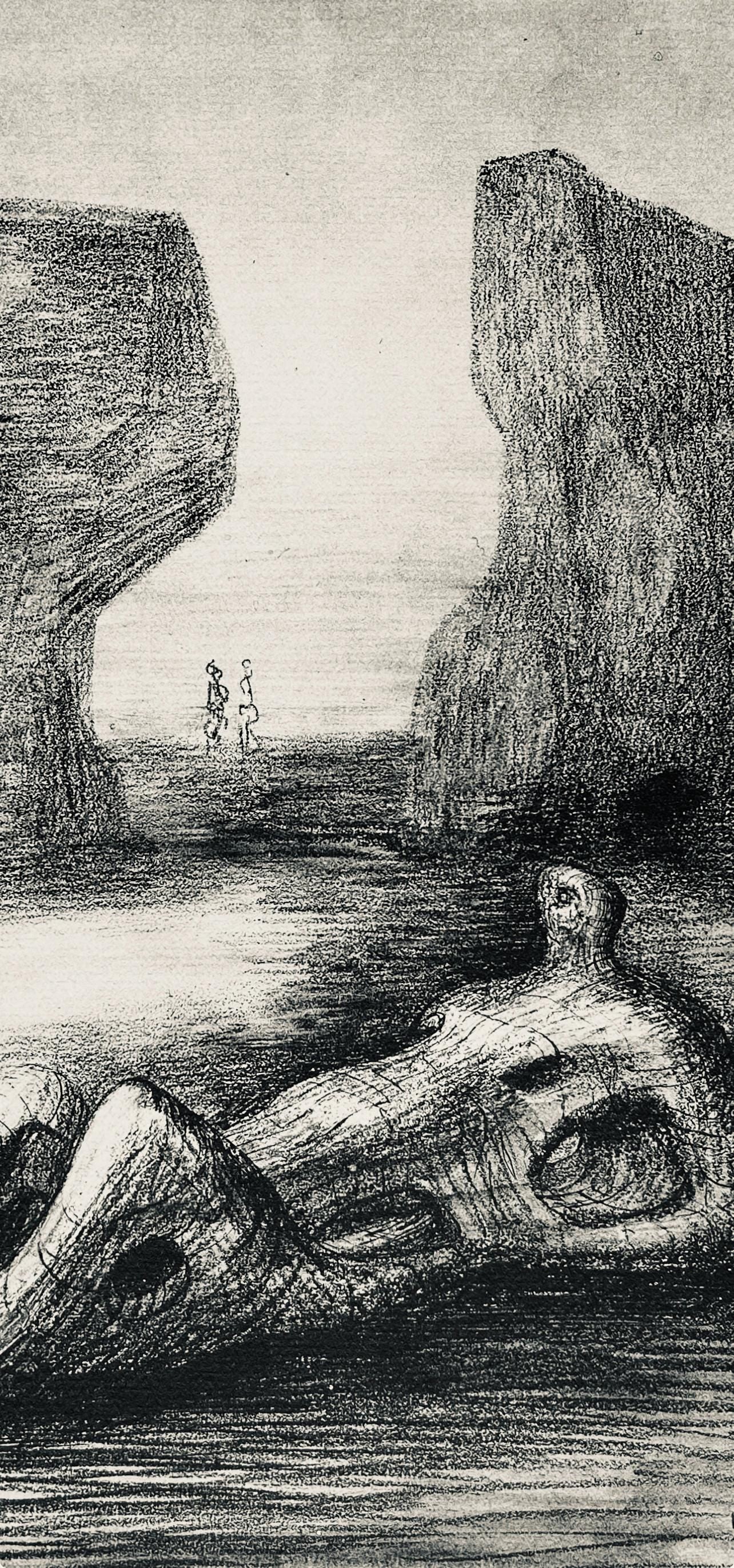 Henry Moore, Wood Sculpture in Setting of Rocks, The Drawings of Henry Moore, Limited Edition Lithograph