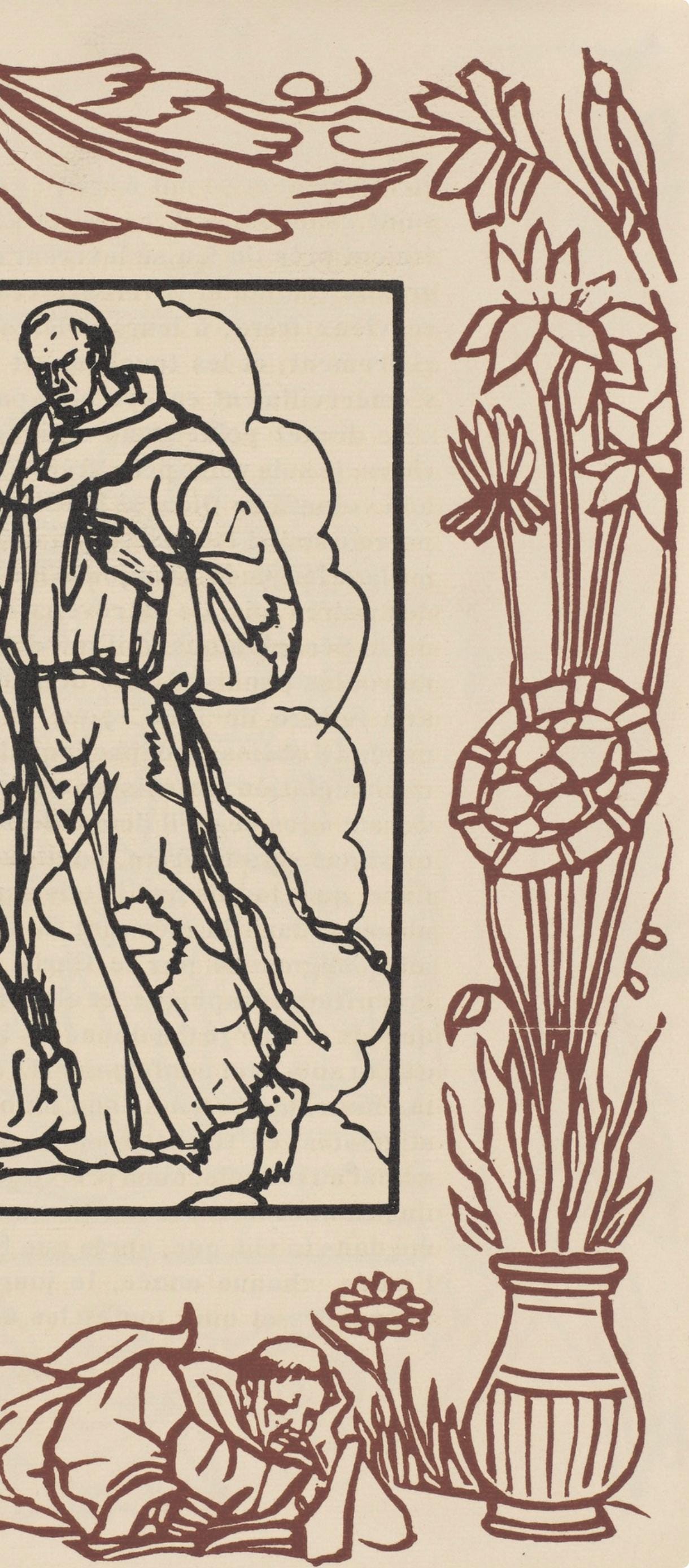 Émile Bernard, Composition (Morane, No. 100), Les Petites Fleurs de St. Françoise, Limited Edition Woodcut