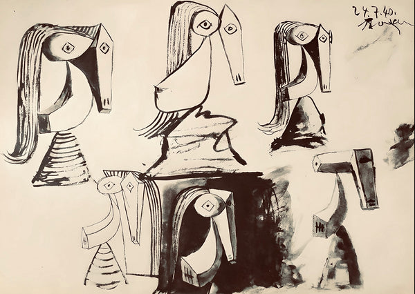 Pablo Picasso, Composition, Carnet de dessins de Picasso, Cahiers d’Art, Limited Edition Lithograph