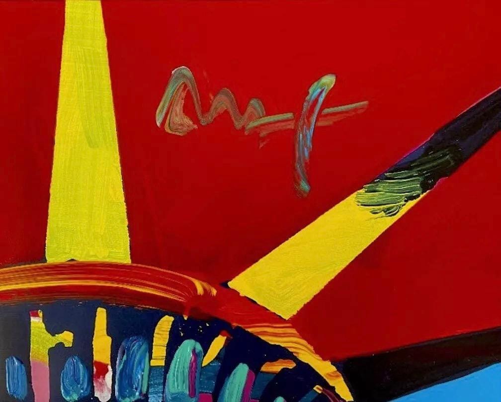 Peter Max, Liberty Head, Hand Signed, Mixed Media Acrylic and Lithograph Painting