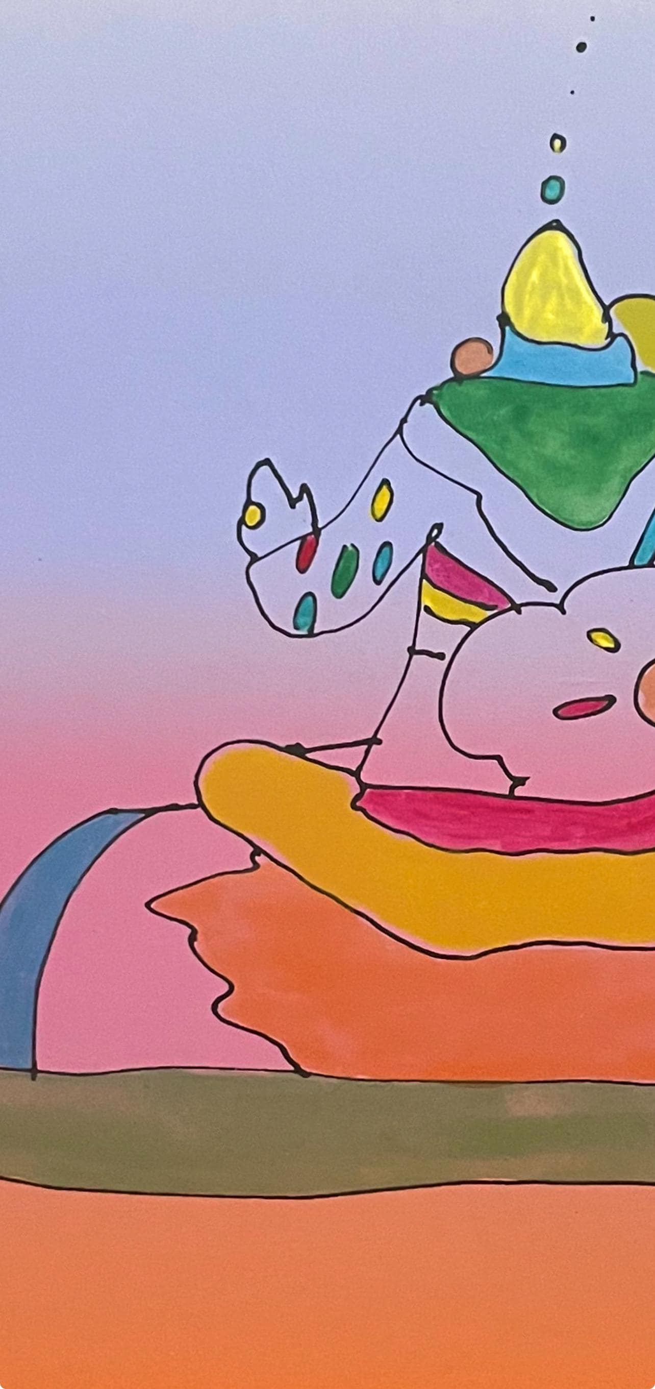 Peter Max, Magic Carpet Ride, Hand Signed, Mixed Media Watercolor and Silkscreen Painting