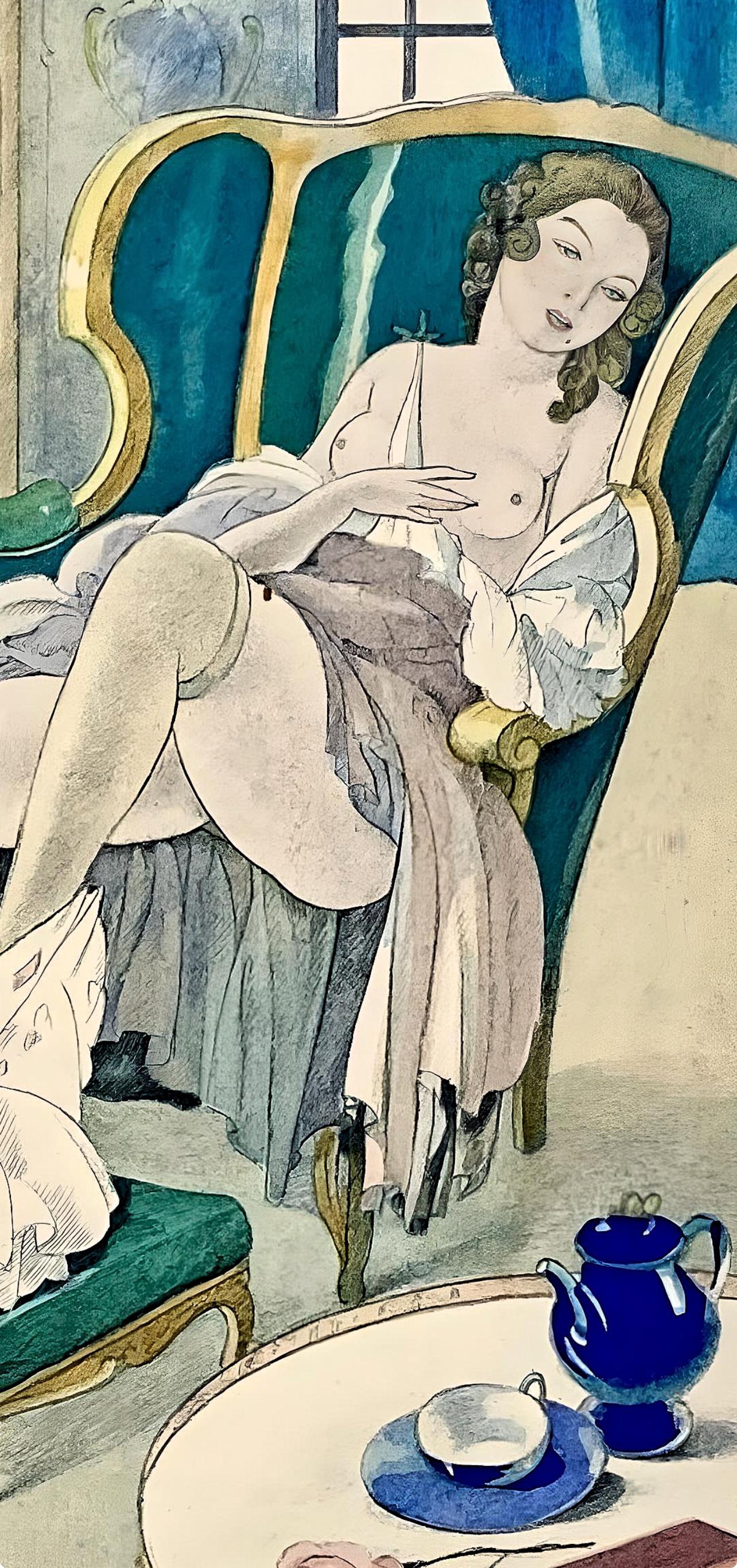 Umberto Brunelleschi, Composition, La Leçon d'amour dans un parc, Limited Edition Lithograph