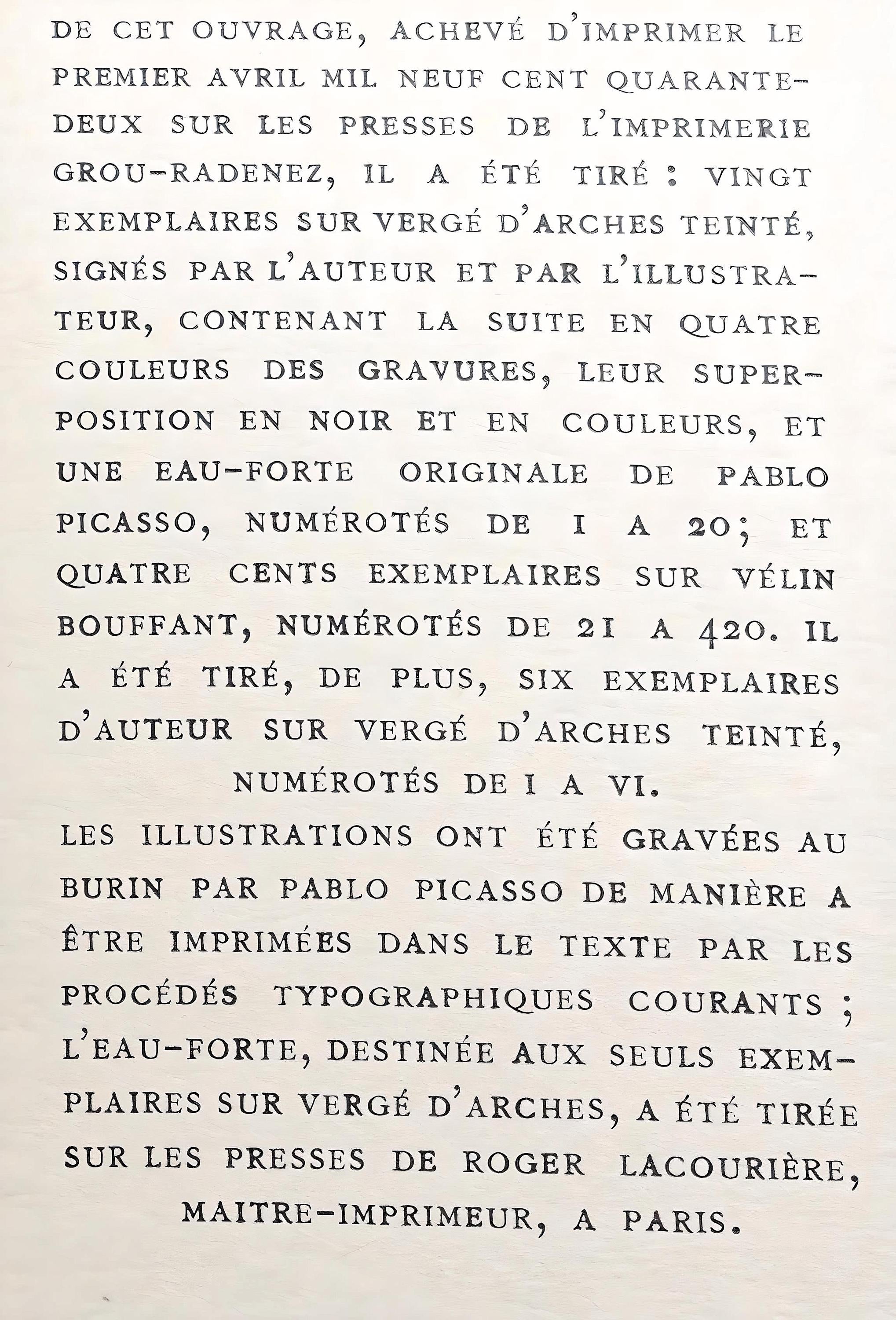Pablo Picasso, Composition (Cramer 36; Bloch 360; Horodisch A6), Non Vouloir, Limited Edition Zincograph