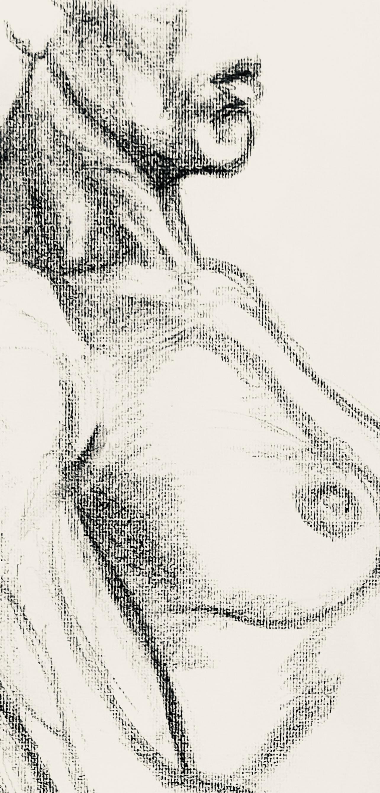 Ian Hornak, Renaissance Female Nude Figure Study, 1963, Original Drawing