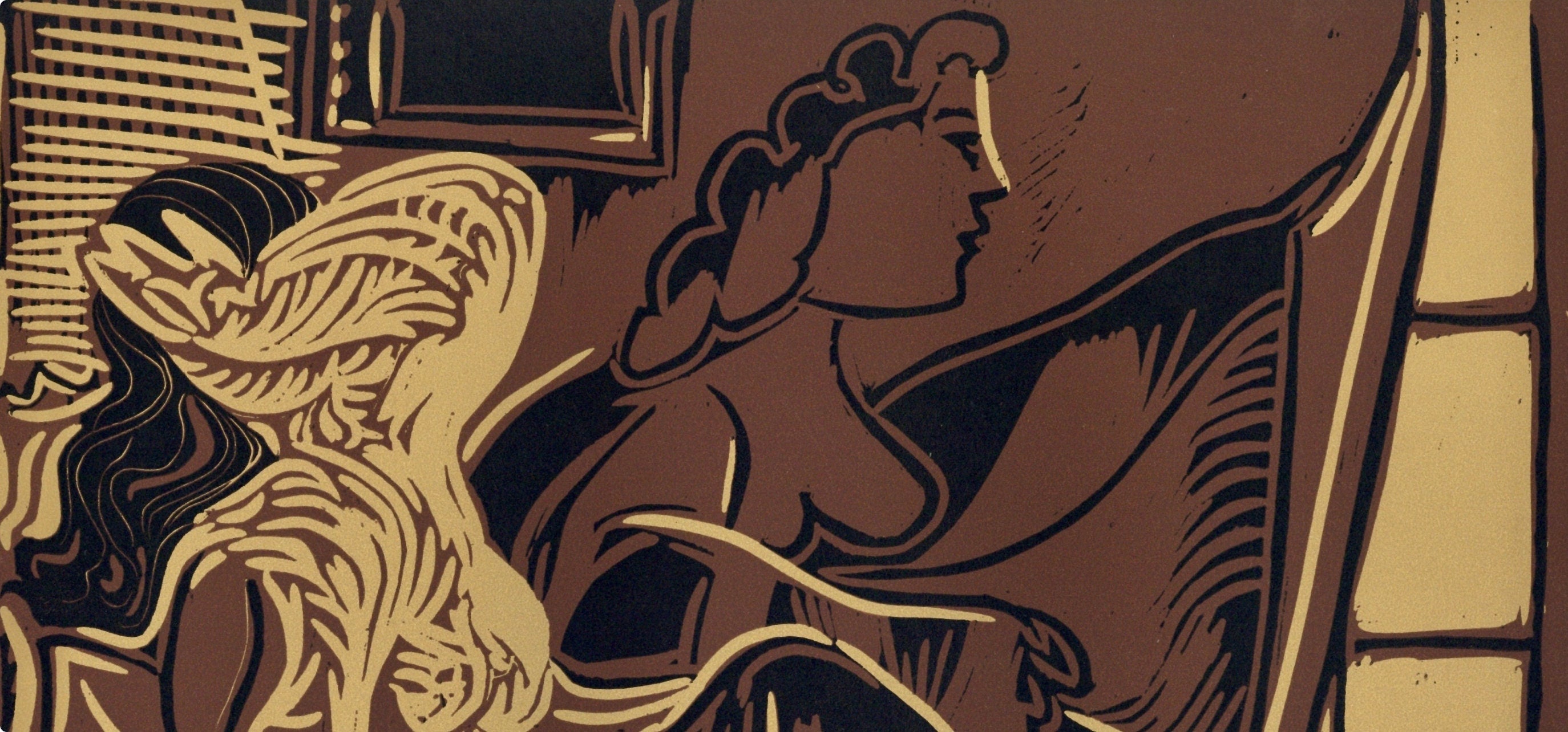 Pablo Picasso, Morning: Two Waking Women (Orozco 214), Grabados al linóleo, Limited Edition Linocut