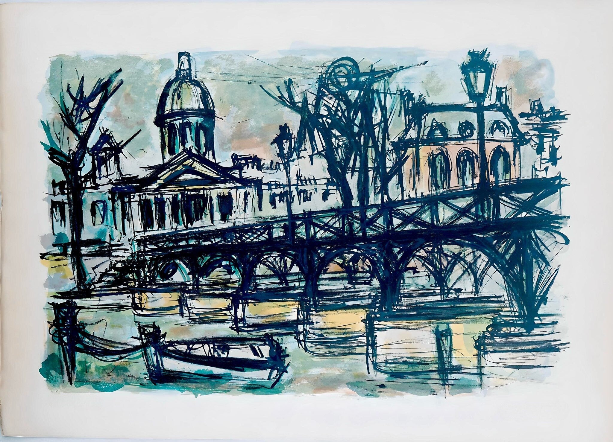 Maurice Verdier, Le Pont des Arts, Au Temps de Paris Seine, Limited Edition Lithograph