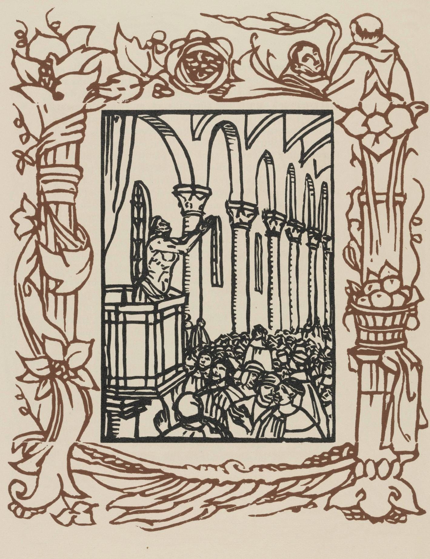 Émile Bernard, Composition (Morane, No. 100), Les Petites Fleurs de St. Françoise, Limited Edition Woodcut