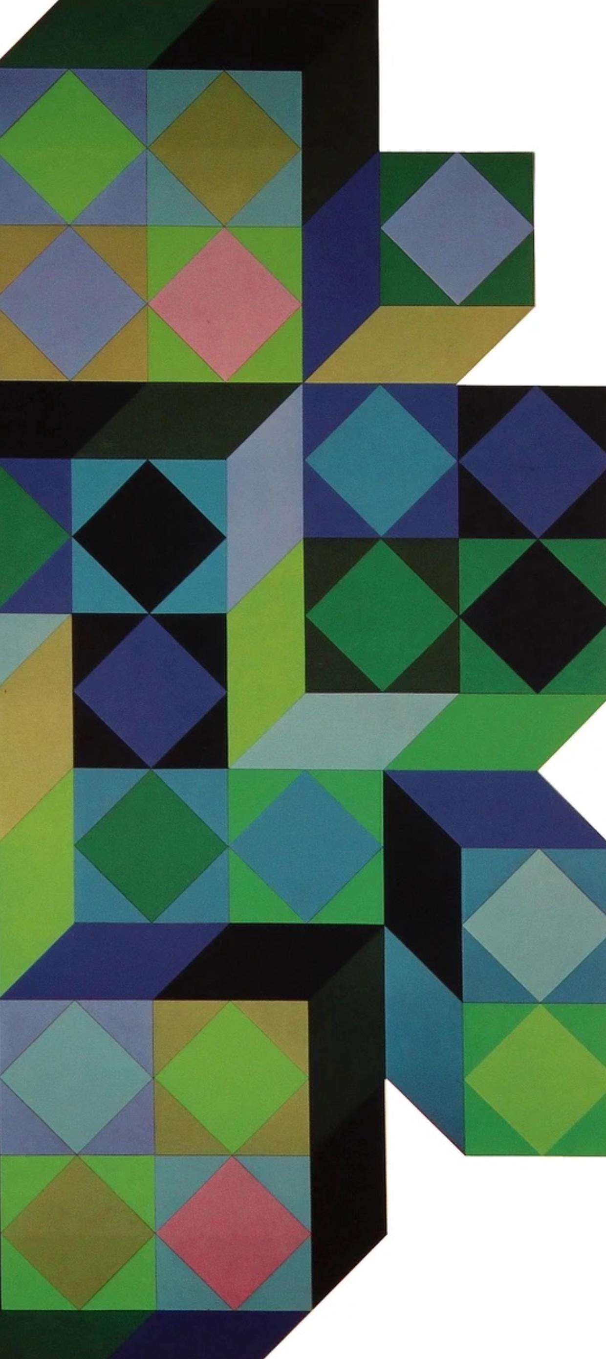 Victor Vasarely, Composition, Hommage à Hexagone, Limited Edition Héliogravure