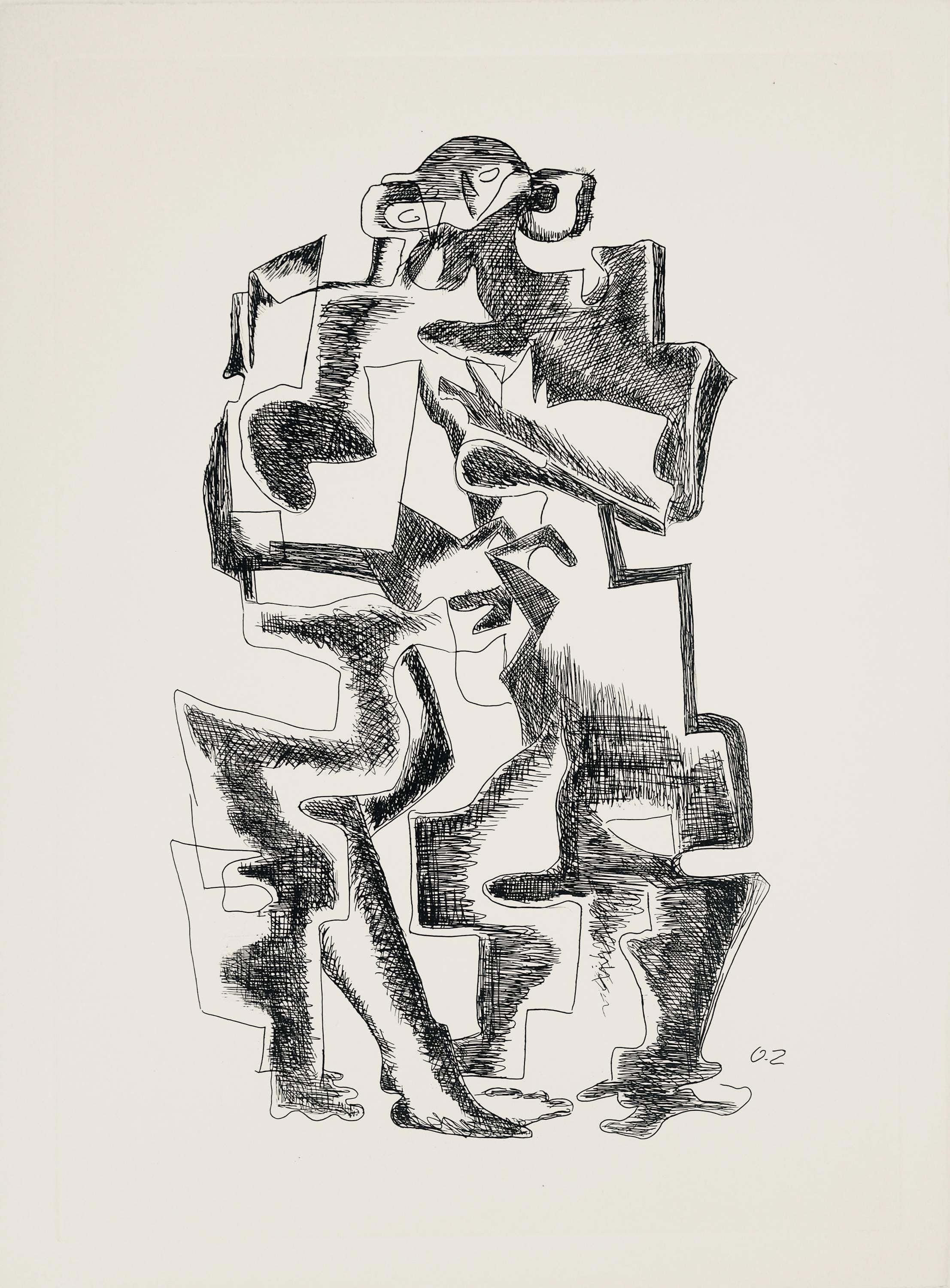 Ossip Zadkine, L'Homme-Chat, Paroles peintes I, Limited Edition Etching