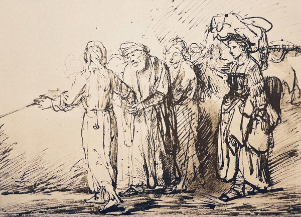 Rembrandt van Rijn, Lot Brought Forth from Sodom, Rembrandt, Drawings from the Bible, Limited Edition Collotype