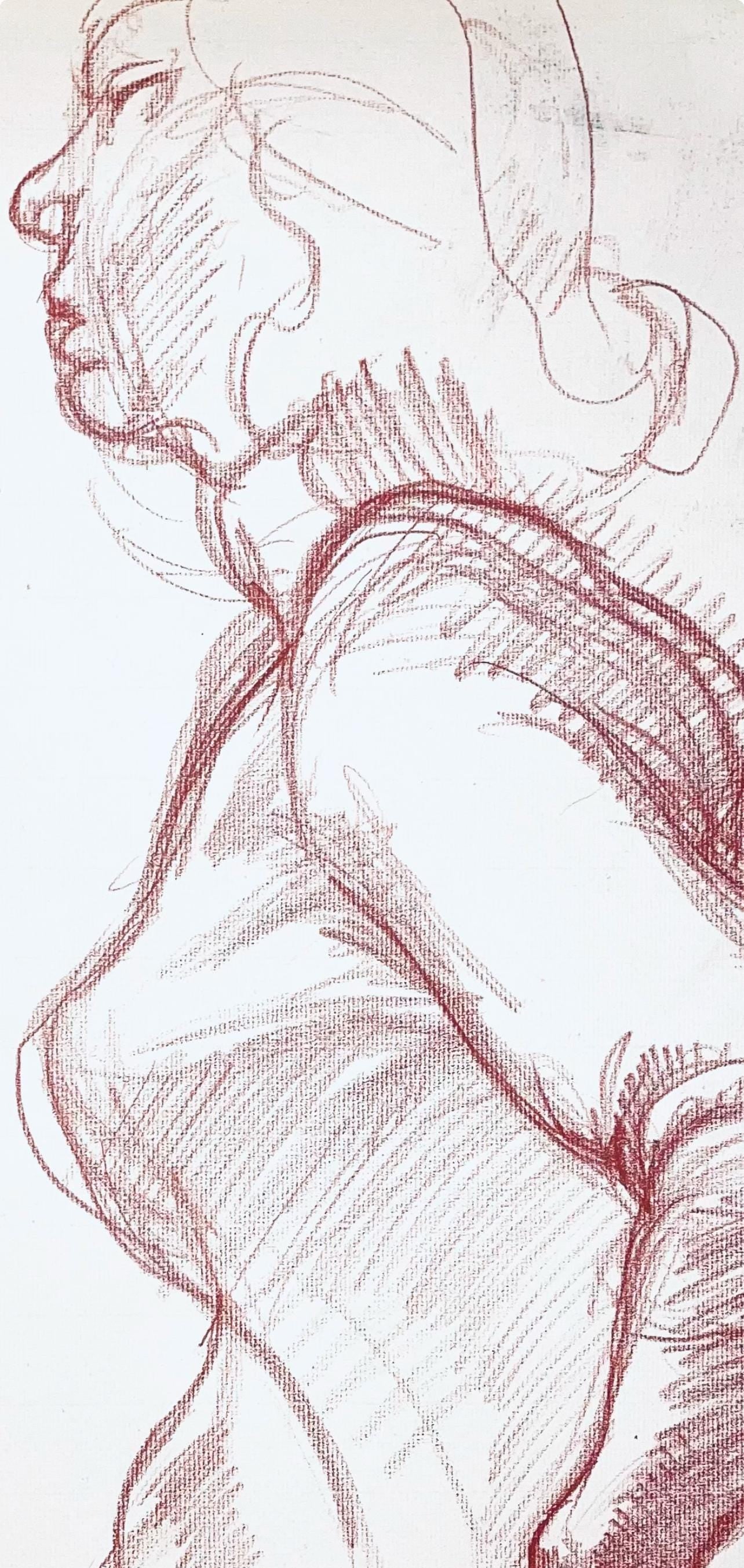 Ian Hornak, Renaissance Female Figure Study, 1963, Original Drawing