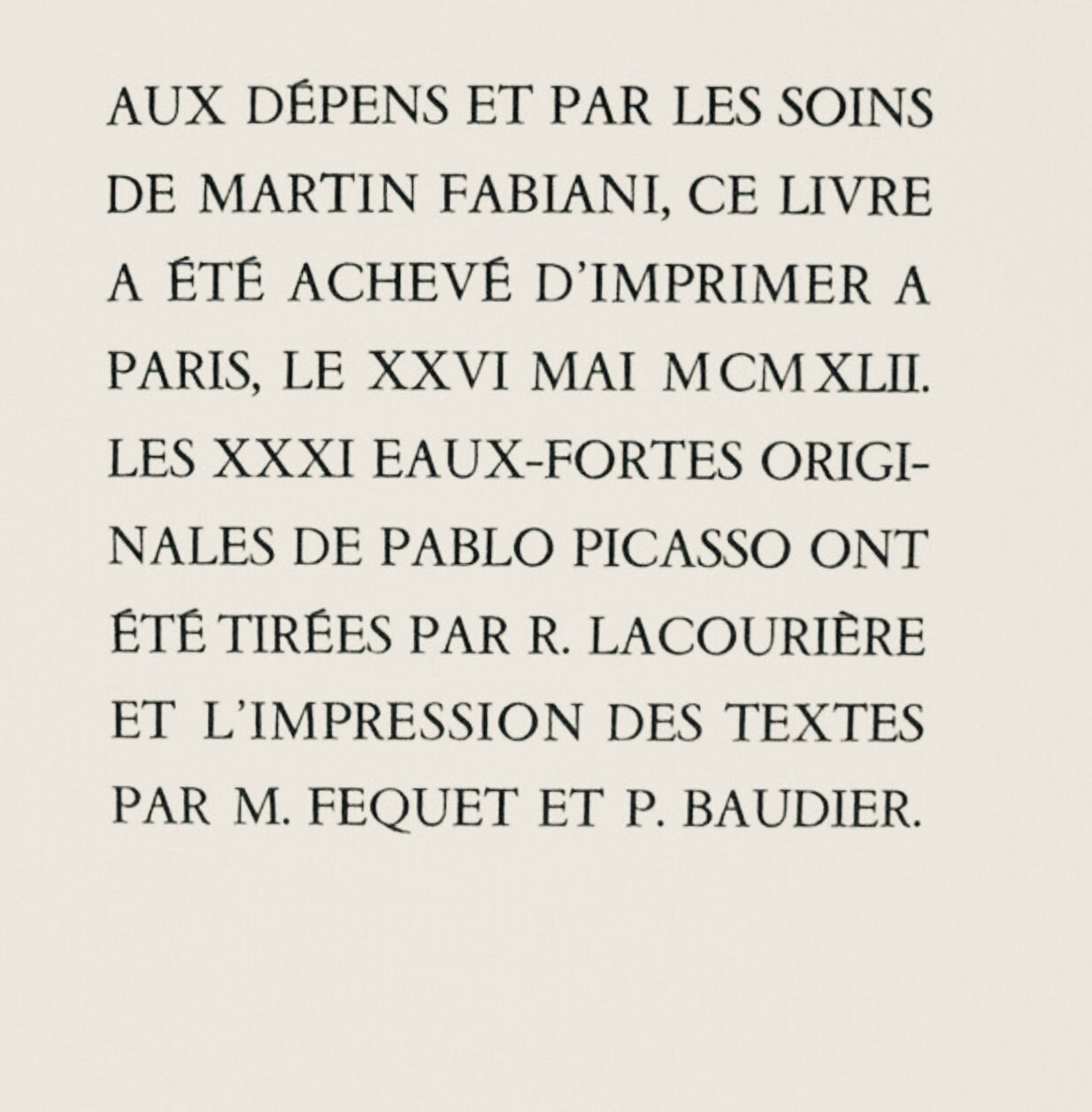 Pablo Picasso, L'Épervier, Histoire naturelle, Limited Edition Lithograph