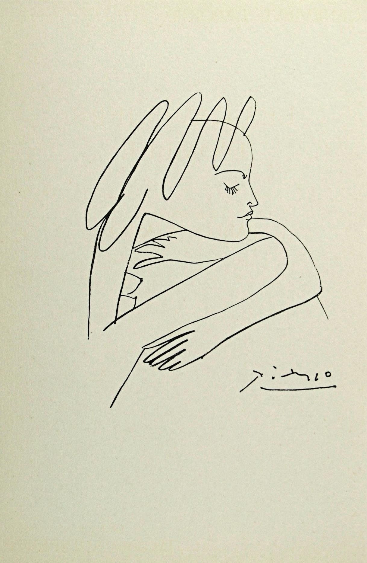 Pablo Picasso, Composition, Sous le Manteau de Feu, Limited Edition Lithograph