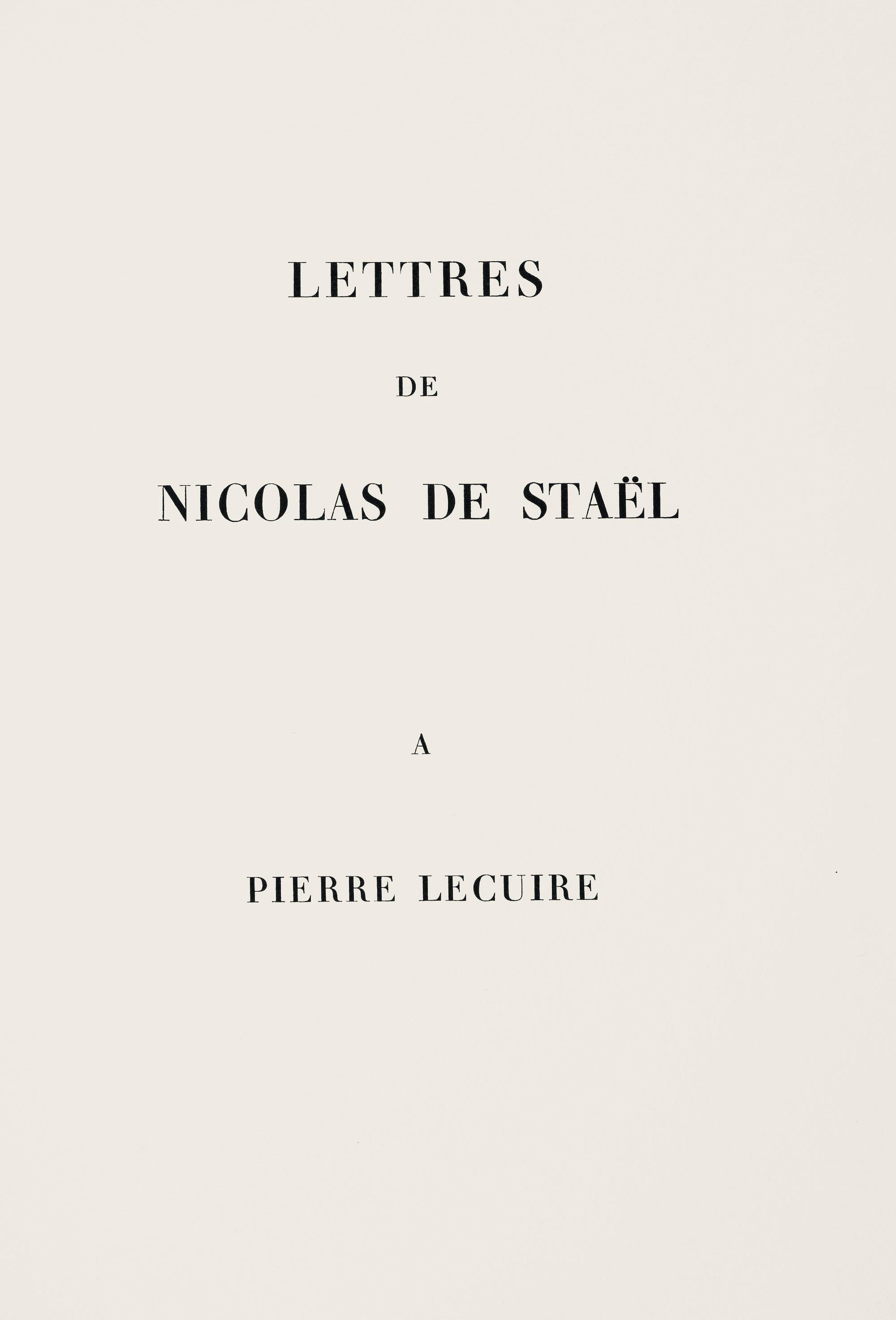 Nicolas de Staël, Composition, Lettres de Nicolas de Staël à Pierre Lecuire, Limited Edition Lithograph