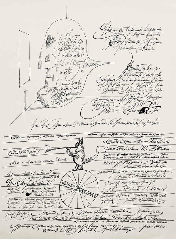 Saul Steinberg, Composition, Derrière le miroir, Limited Edition Lithograph