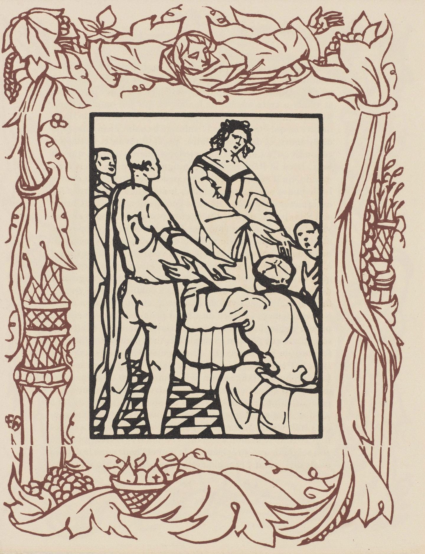 Émile Bernard, Composition (Morane, No. 100), Les Petites Fleurs de St. Françoise, Limited Edition Woodcut