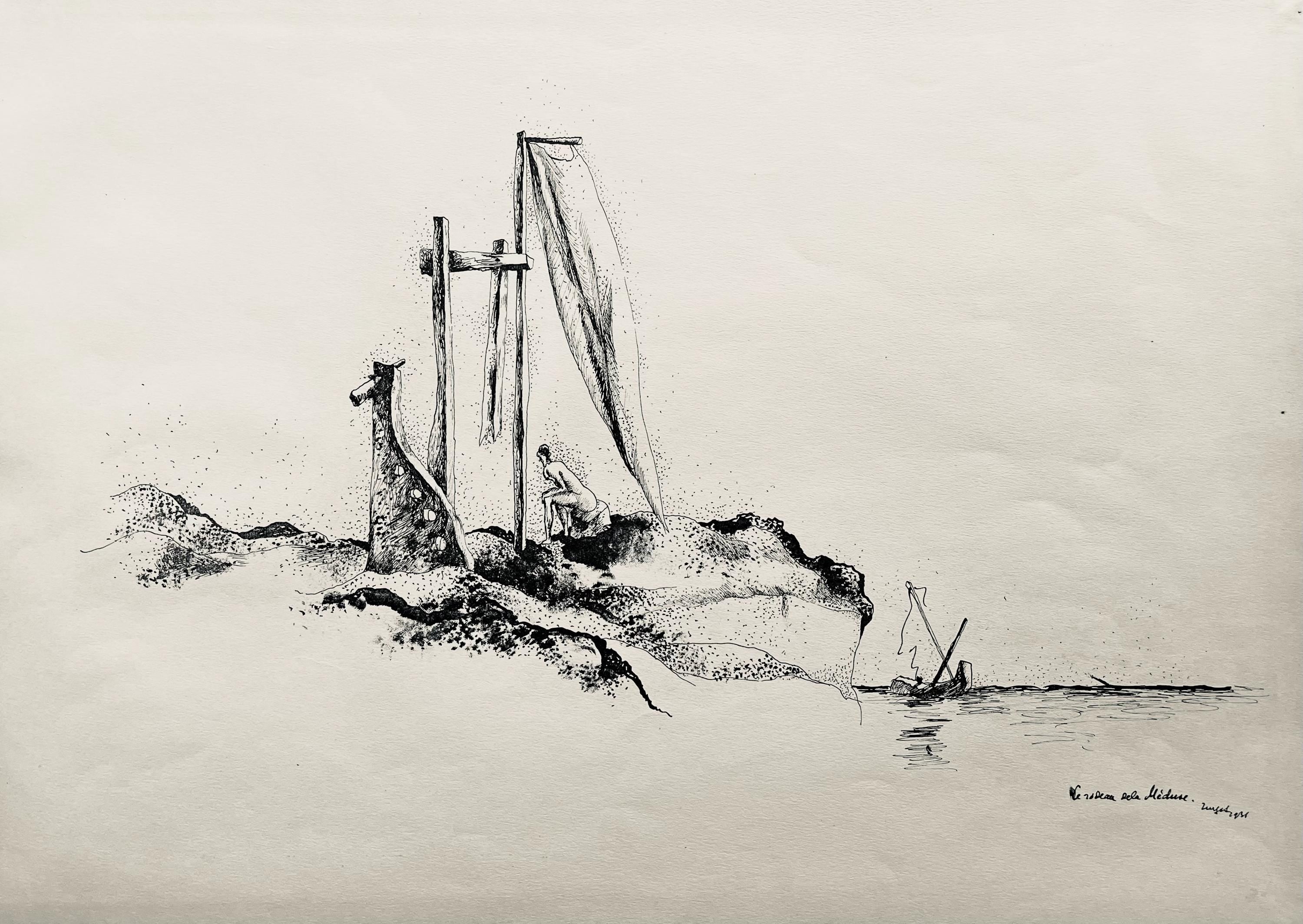 Jean Lurçat, le radeau de la méduse, huit dessins à la plume, Limited Edition Lithograph