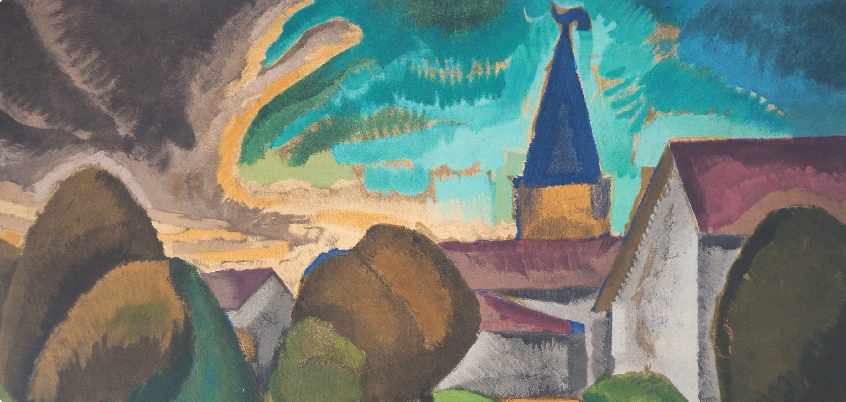 Roger de La Fresnaye, L'entrée du village, Roger de La Fresnaye, Collection Pierre Lévy, Limited Edition Lithograph