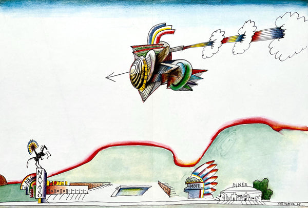 Saul Steinberg, Composition, Derrière le miroir, Limited Edition Lithograph