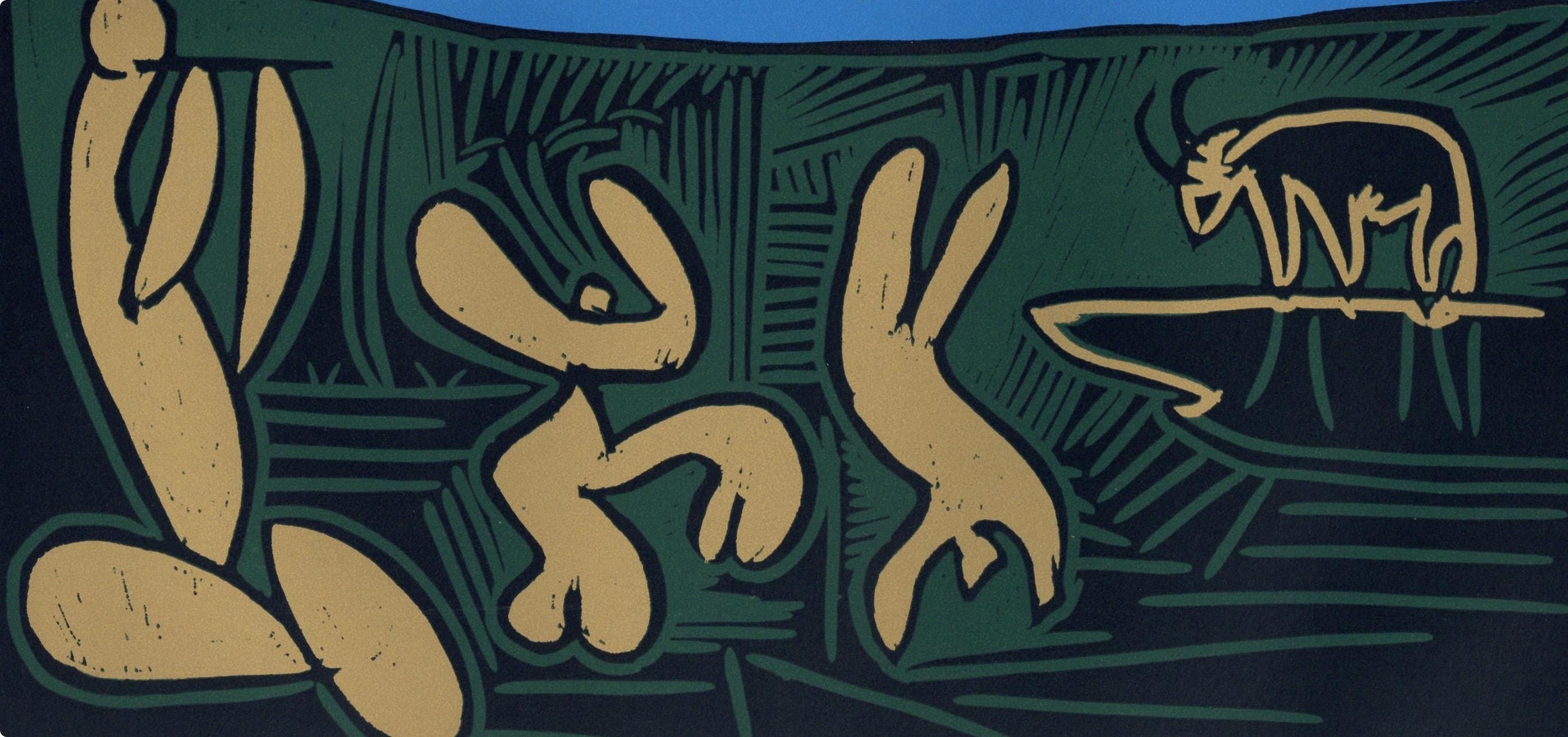 Pablo Picasso, Bacchanal with an Acrobat (Orozco 214), Grabados al linóleo, Limited Edition Linocut