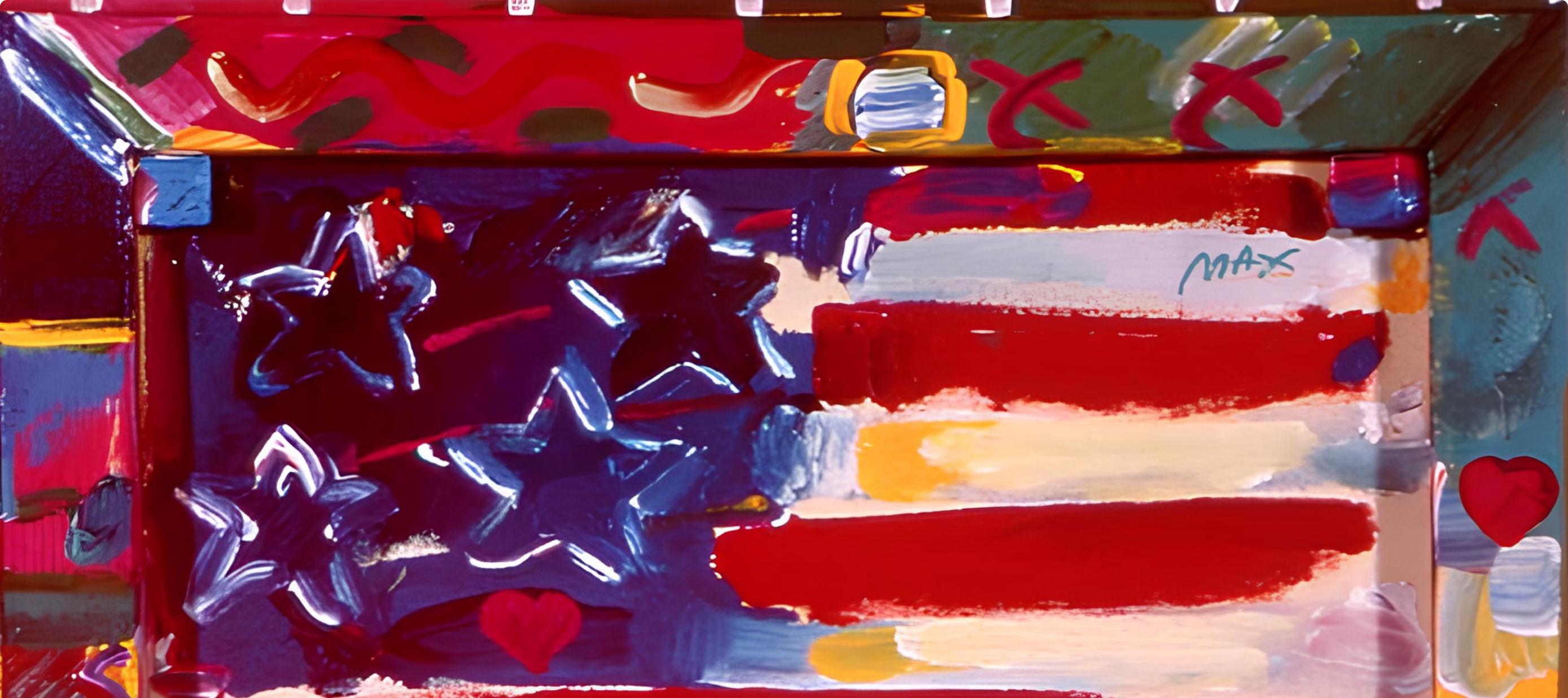 Peter Max, Flag With Heart - Leningrad, 1991, Hand Signed, Official Edition Offset Lithograph