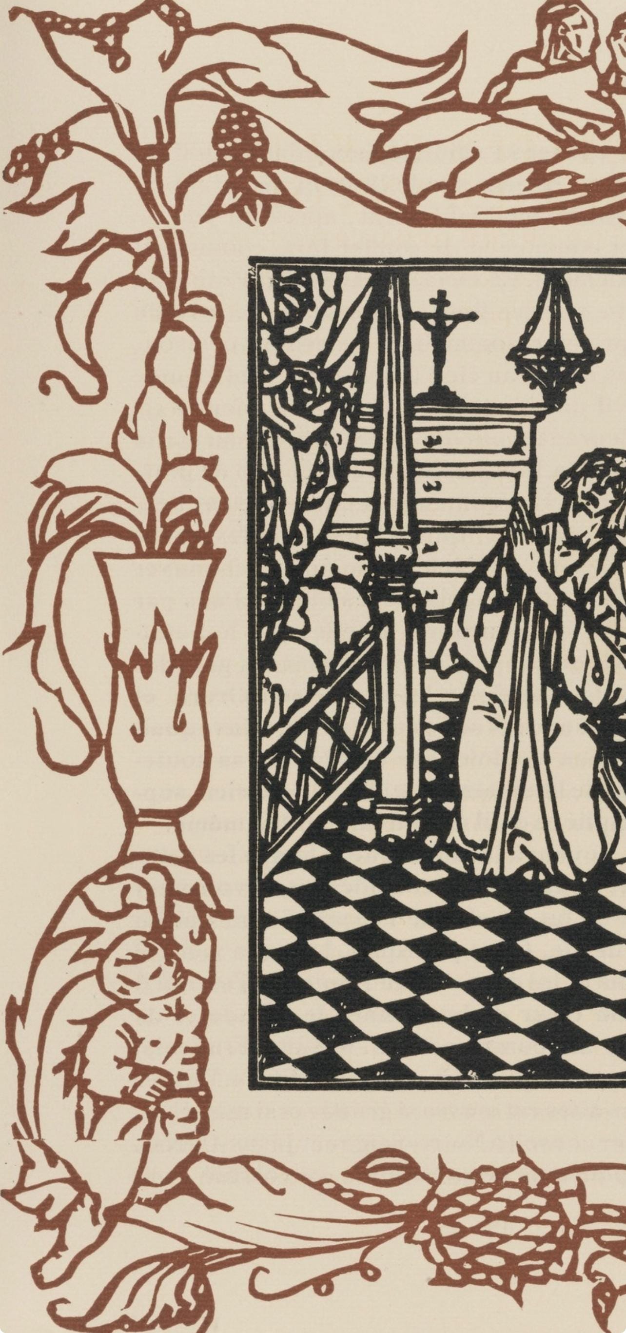 Émile Bernard, Composition (Morane, No. 100), Les Petites Fleurs de St. Françoise, Limited Edition Woodcut
