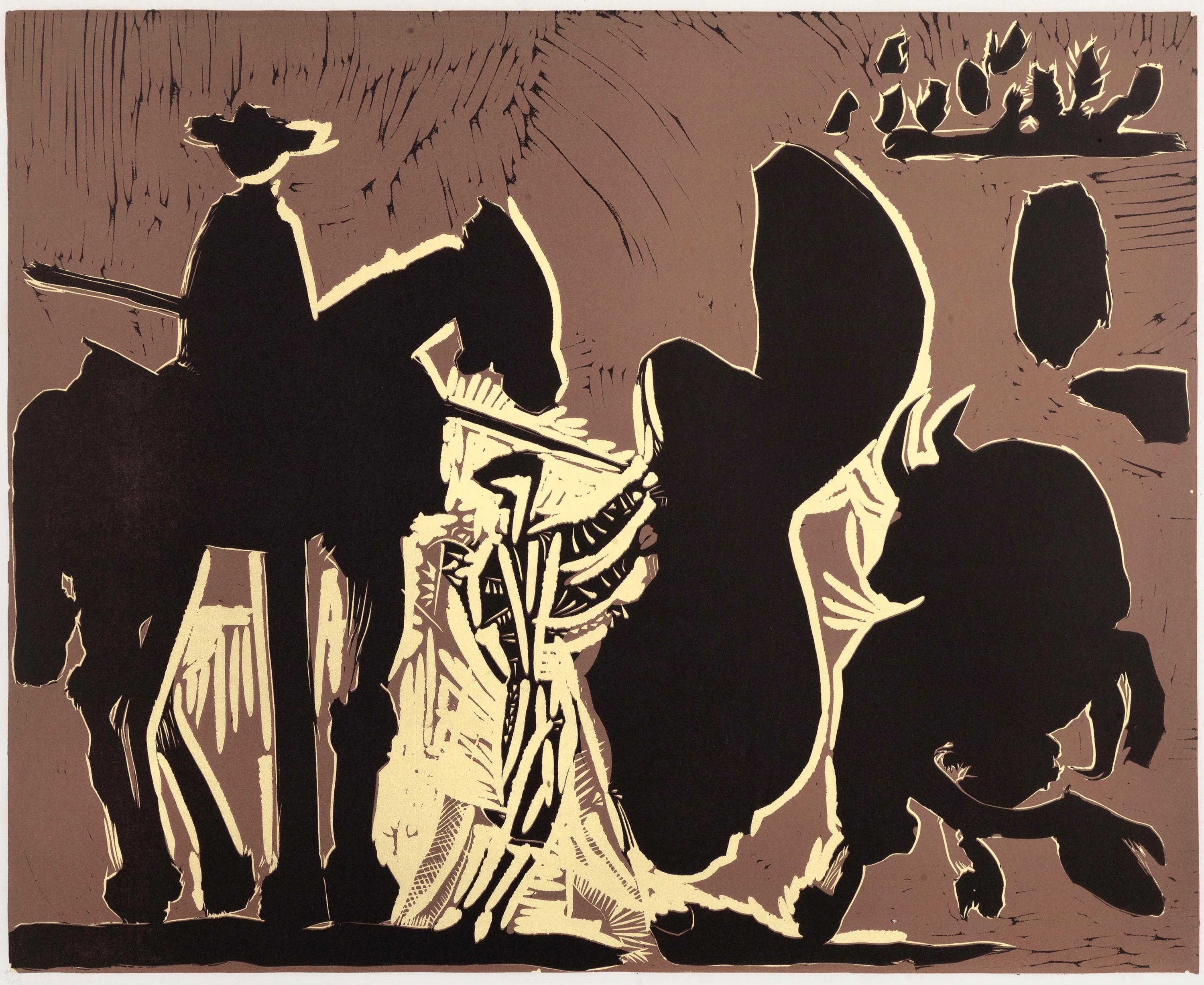 Pablo Picasso, Before the goading of the Bull (Orozco 214), Grabados al linóleo, Limited Edition Linocut