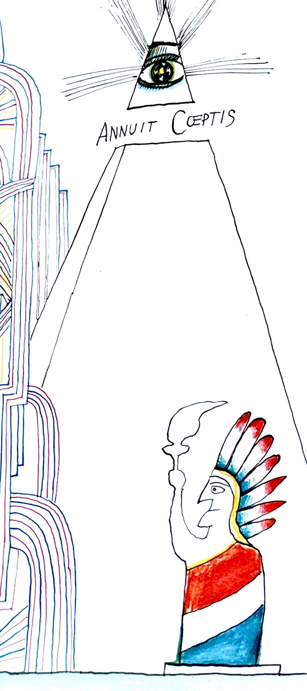 Saul Steinberg, Chrysler Building, New York City, Derrière le miroir, Limited Edition Lithograph