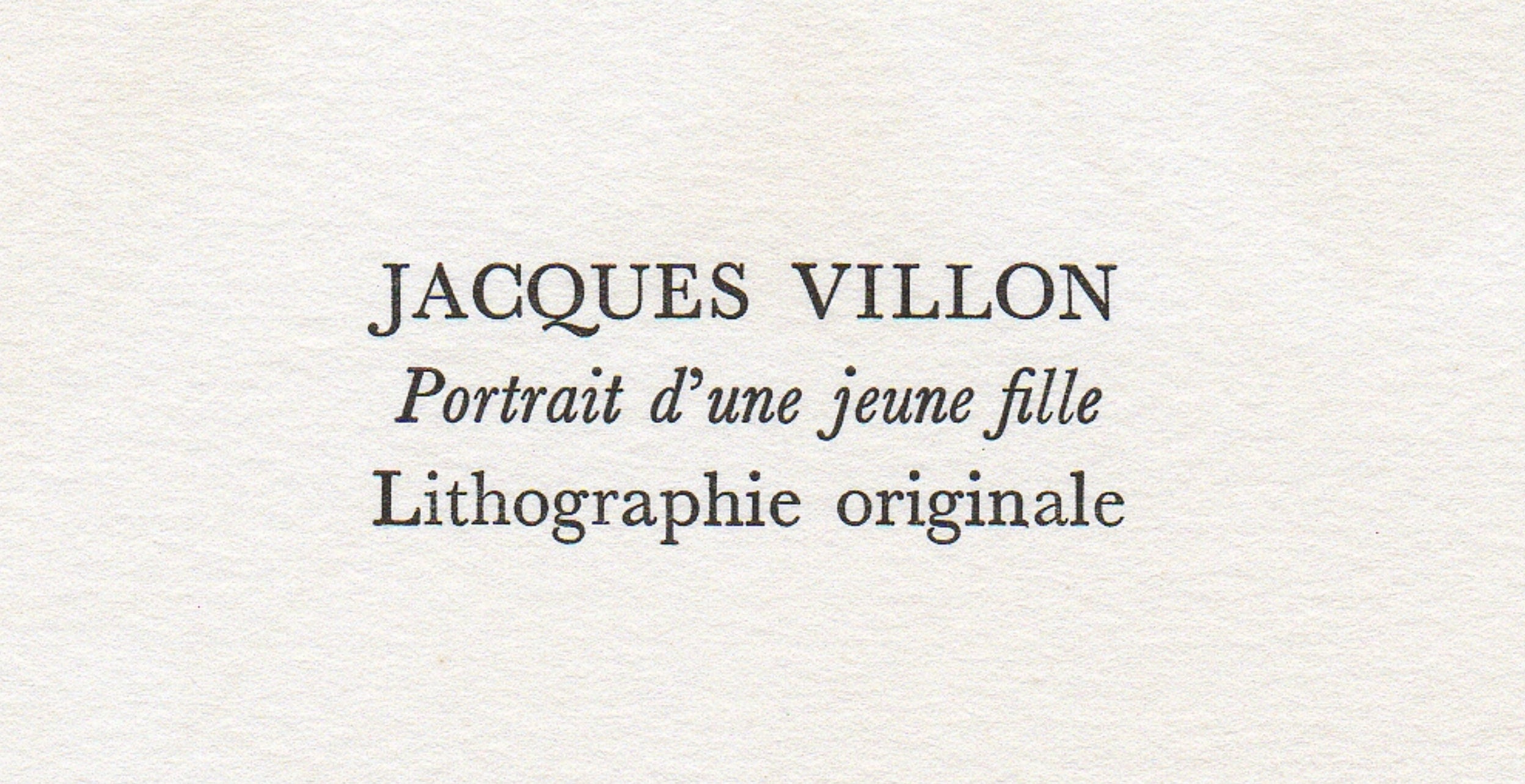 Jacques Villon, Portrait d'une jeune fille, Souvenirs et portraits d'artistes, Limited Edition Lithograph