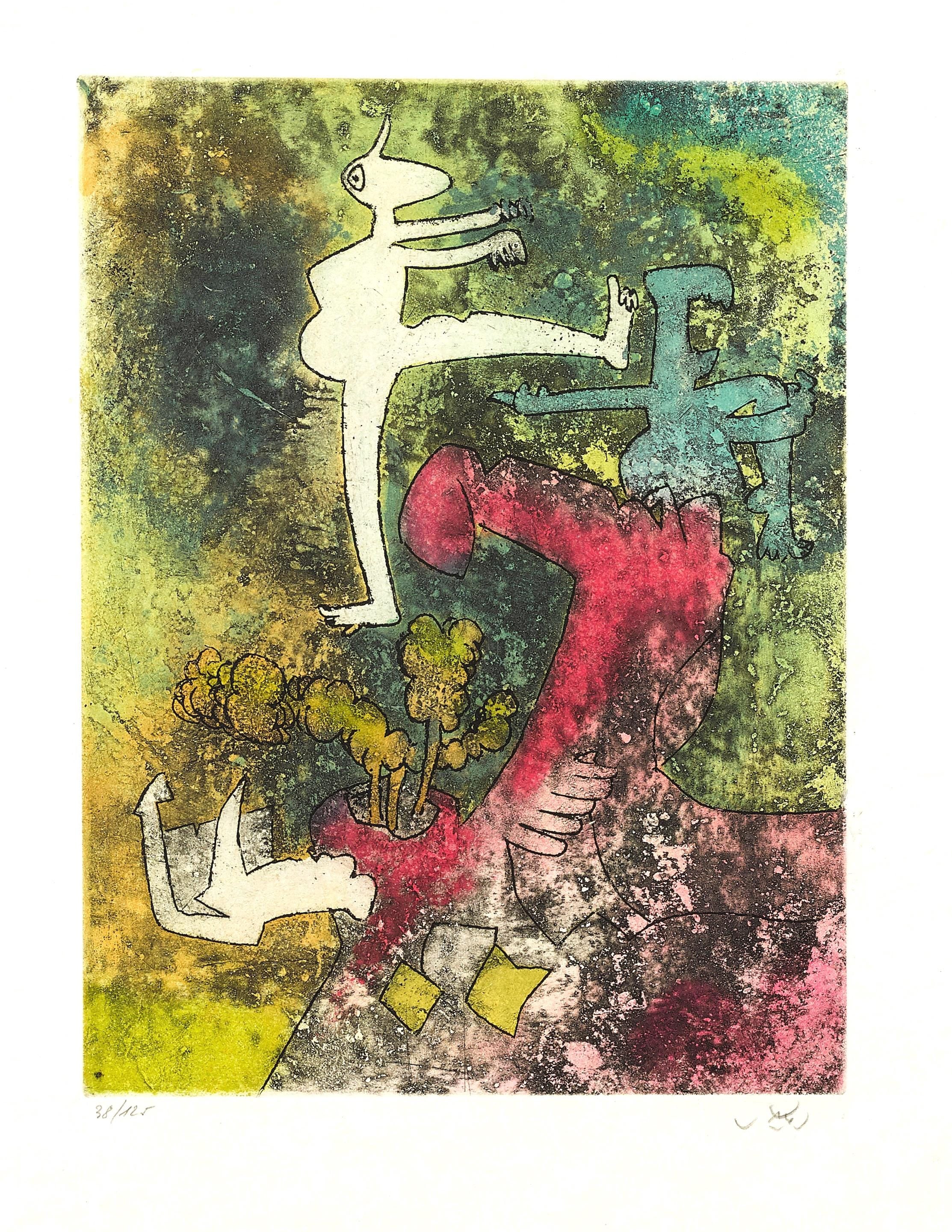 Roberto Matta, Composition (Sabatier 393), Centre Noeuds, Limited Edition Etching